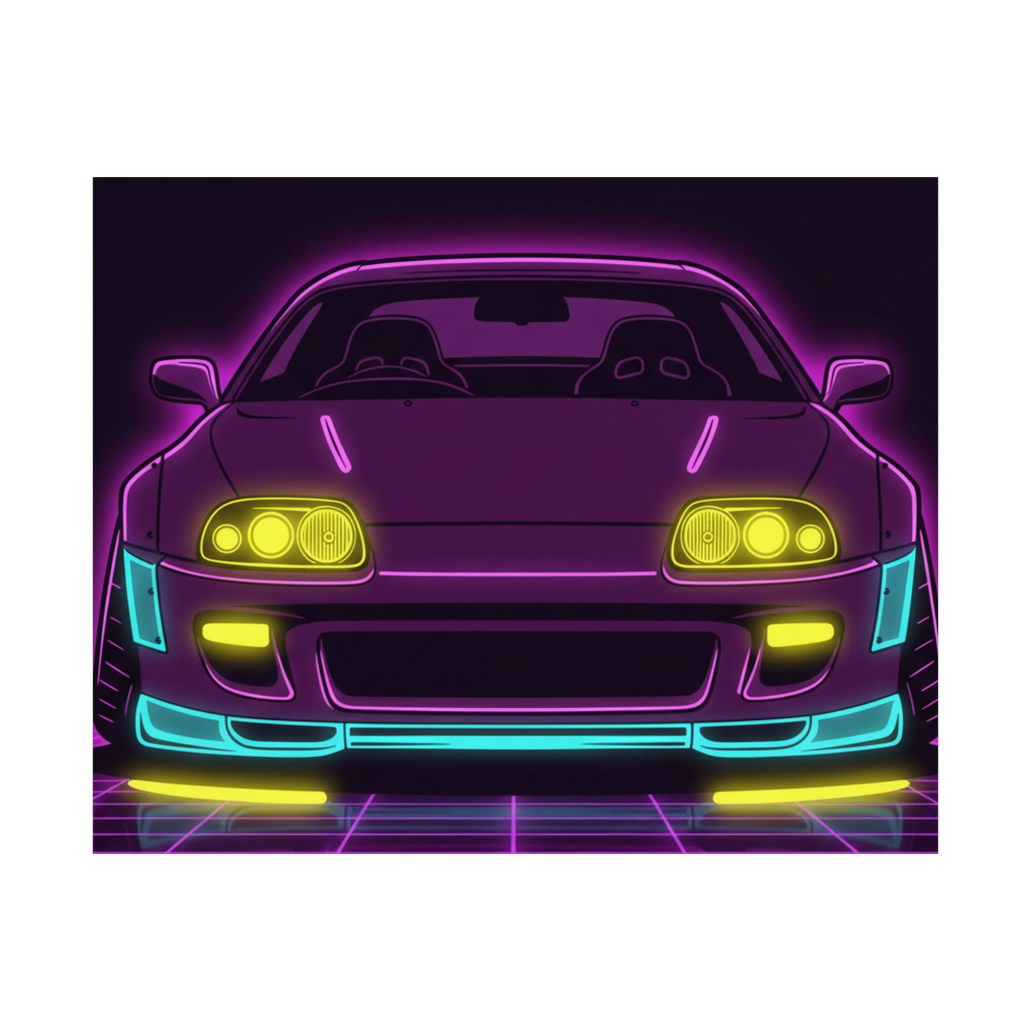 Toyota Supra MK4 Neon Synthwave Poster