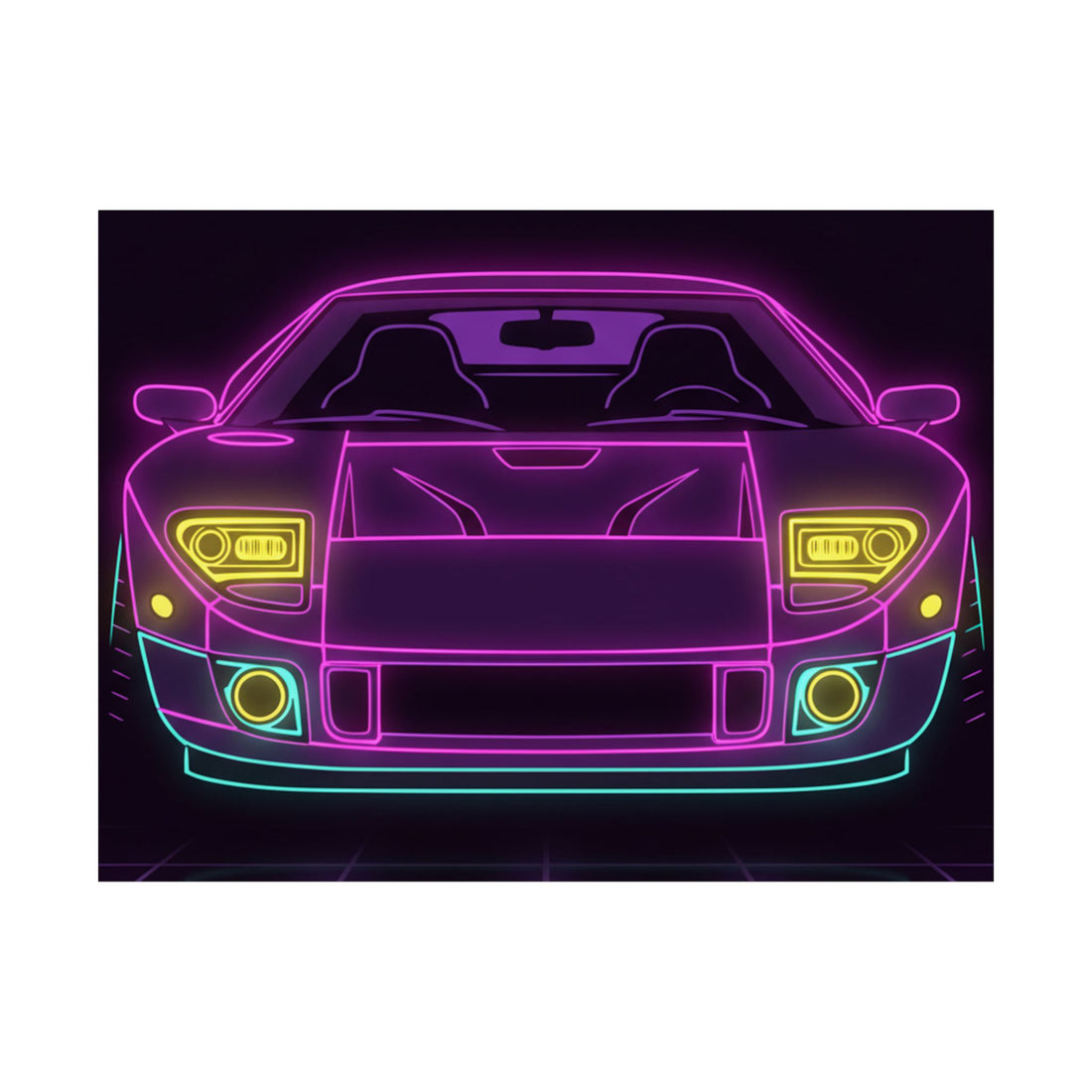 Ford GT40 (1964-69) Neon Synthwave Poster
