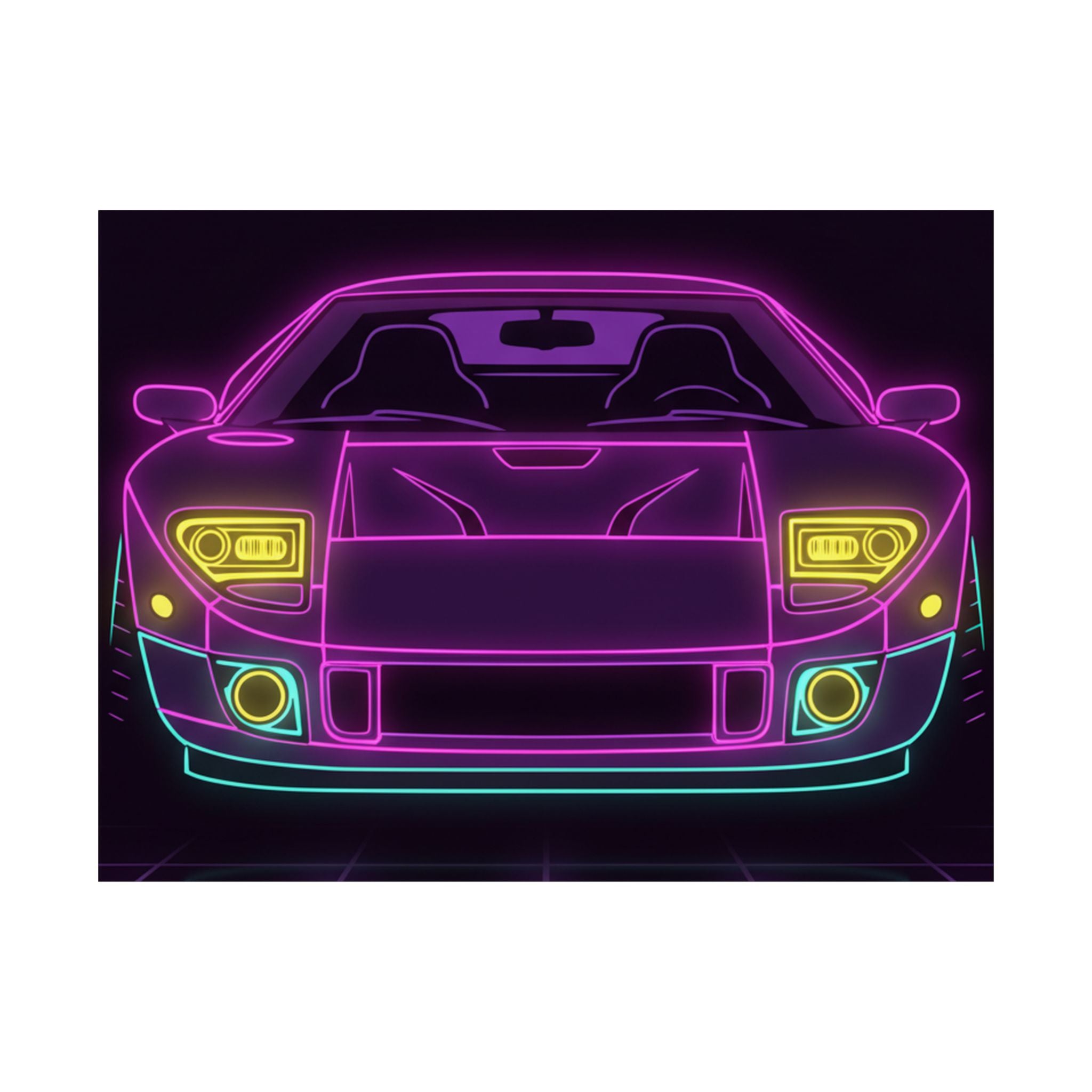 Ford GT40 (1964-69) Neon Synthwave Poster
