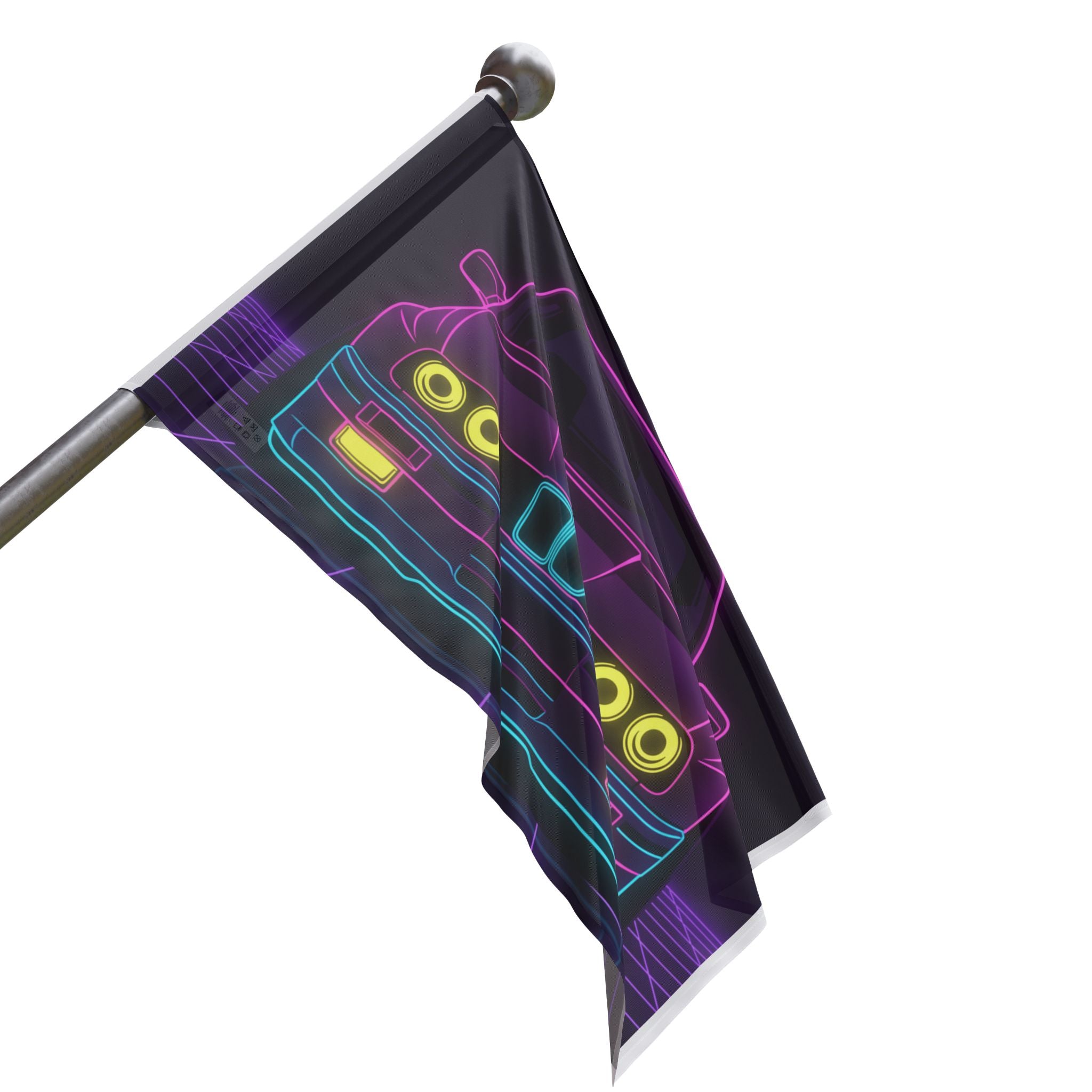 BMW E30 Neon Synthwave Garage Flag