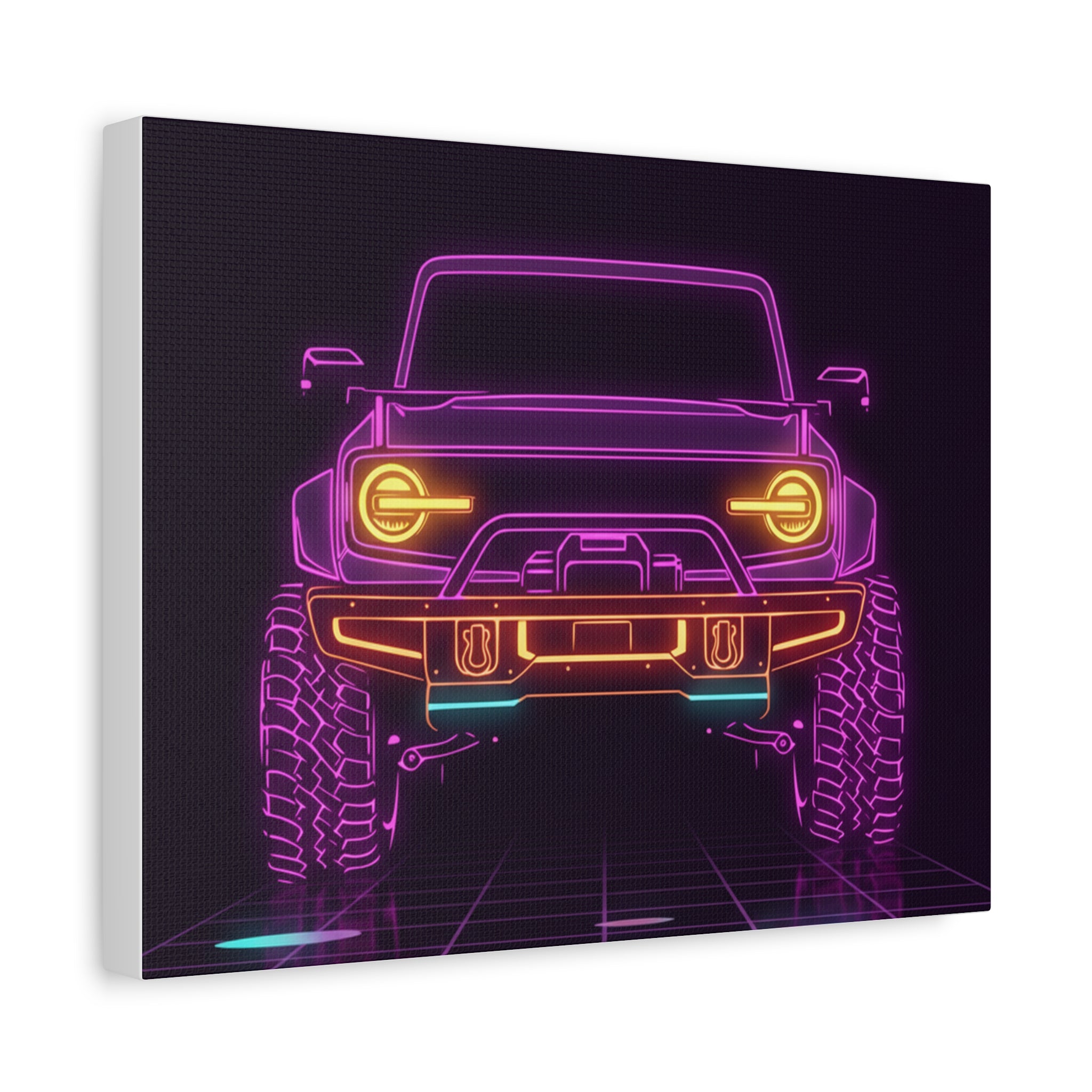 Ford Bronco (2021+) Neon Synthwave Canvas Wall Art