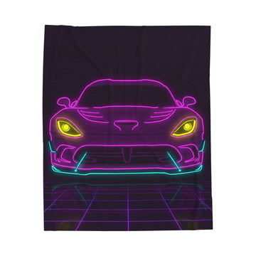 Dodge Viper (1992-17) Neon Synthwave Velveteen Plush Blanket