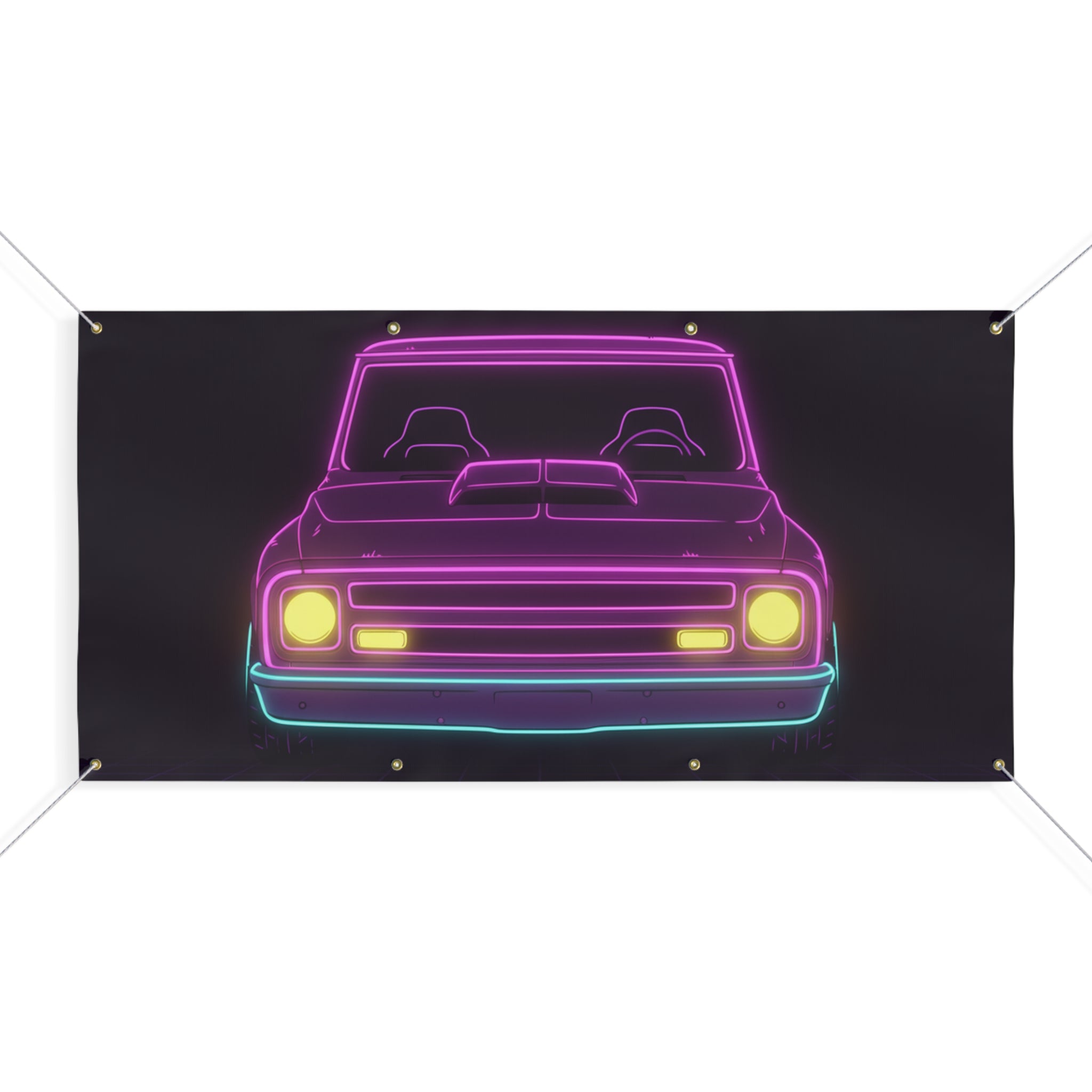 Chevy C10 Pickup (1967-72) Neon Synthwave Banner