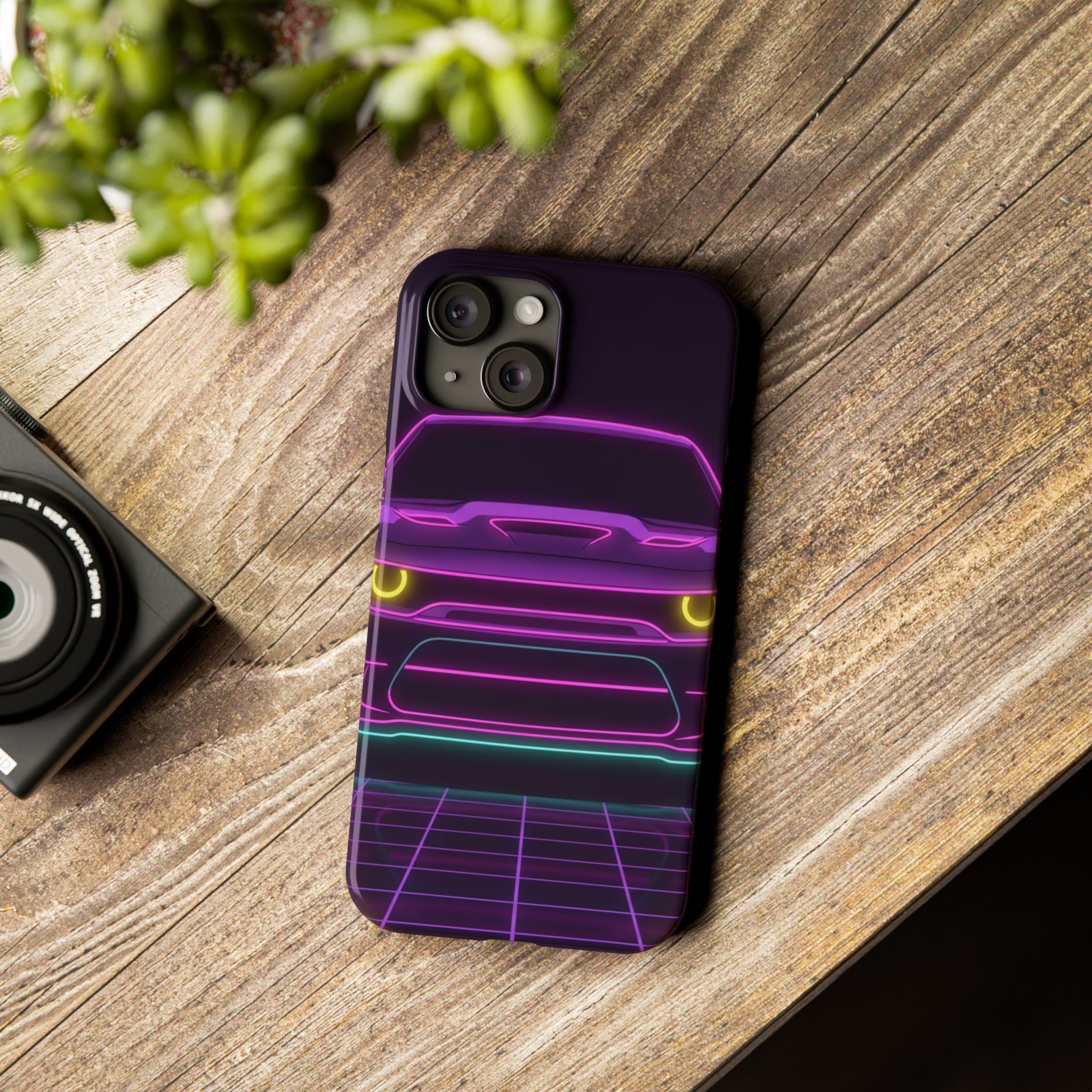 Dodge Challenger SRT Hellcat Neon Synthwave Phone Case
