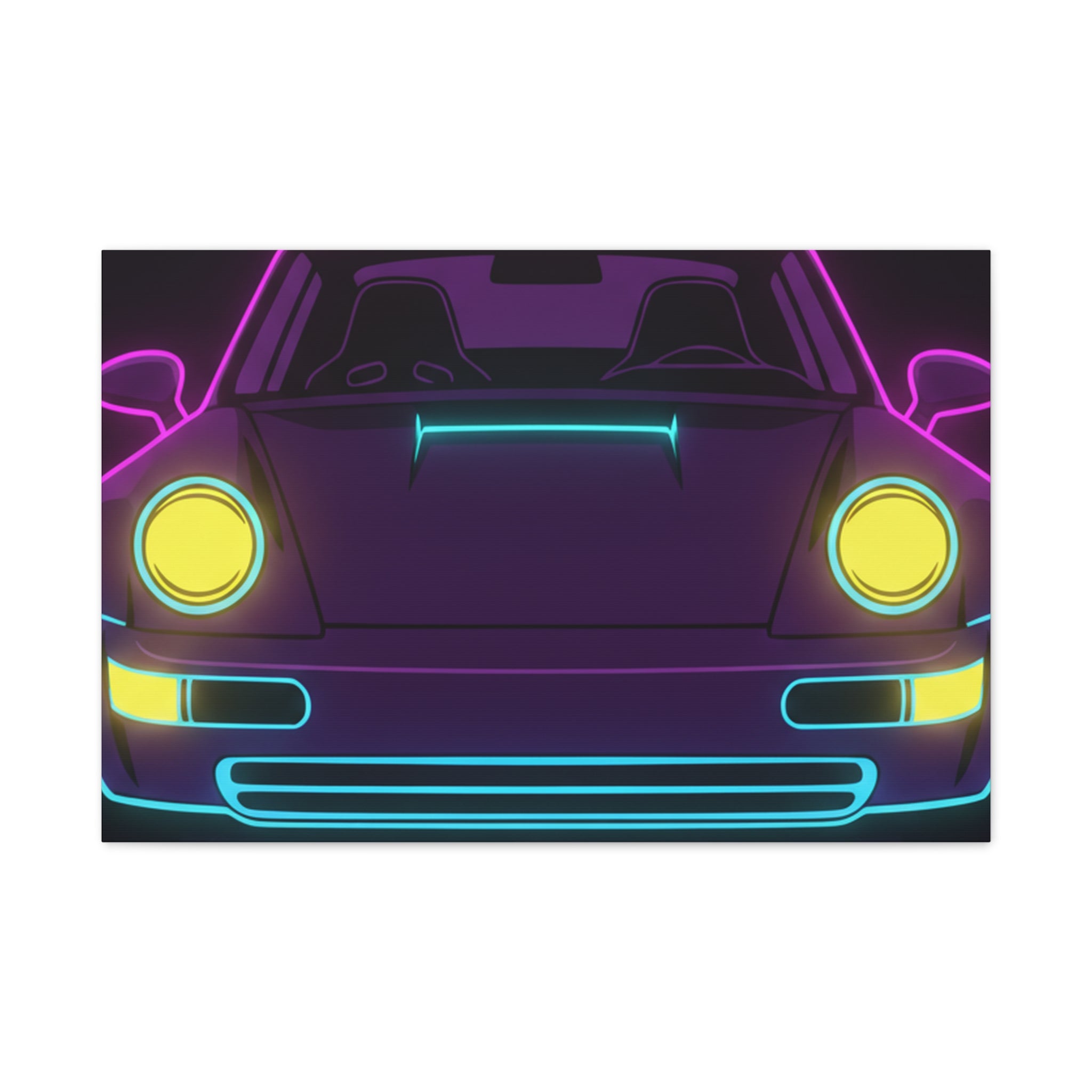 Porsche 964 Singer Neon Synthwave Canvas Wall Art