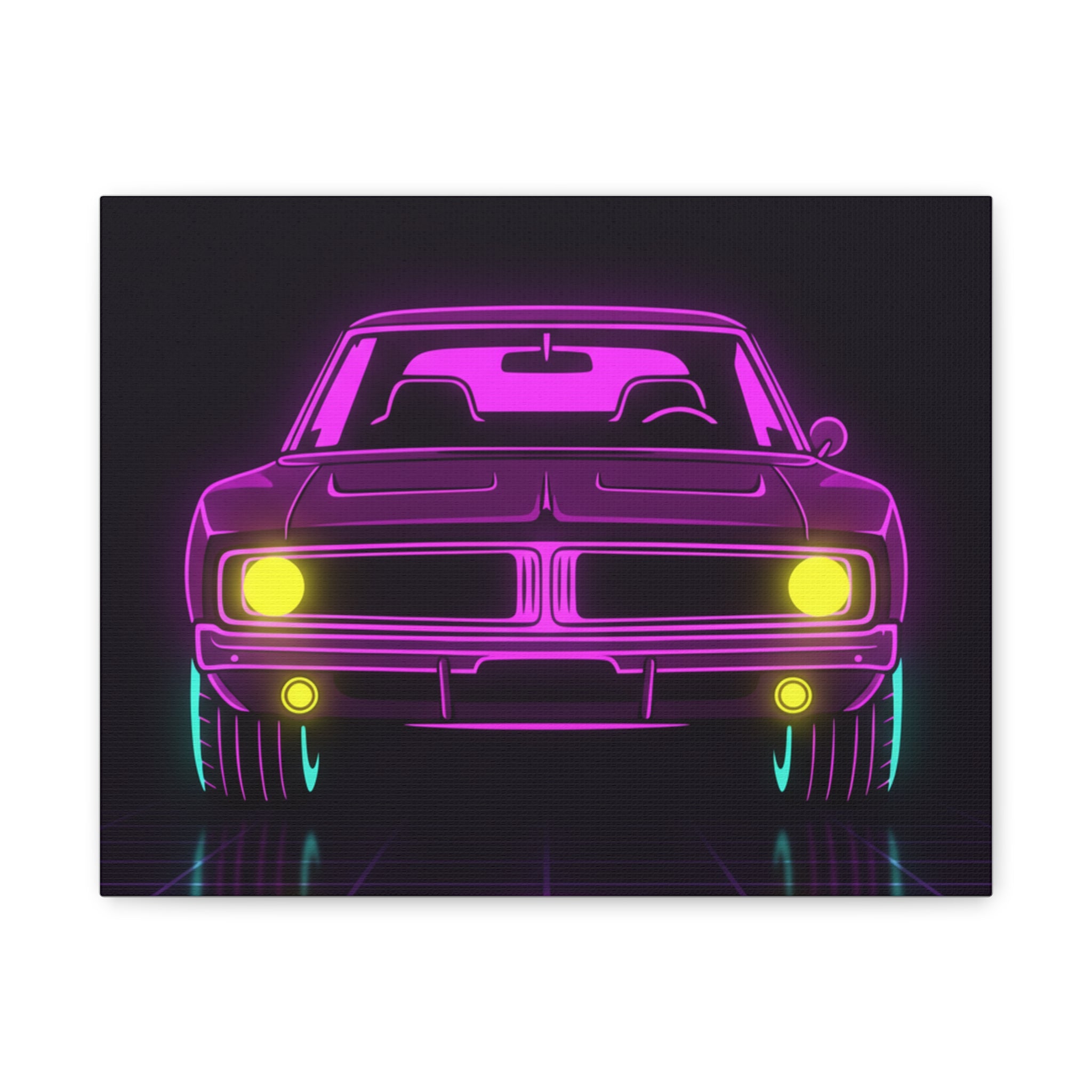 Dodge Charger R/T (1968-70) Resto-Mod Neon Synthwave Canvas Wall Art