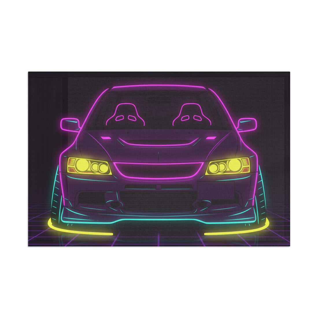 Mitsubishi Evo IX (2005-07) Neon Synthwave Garage Flag