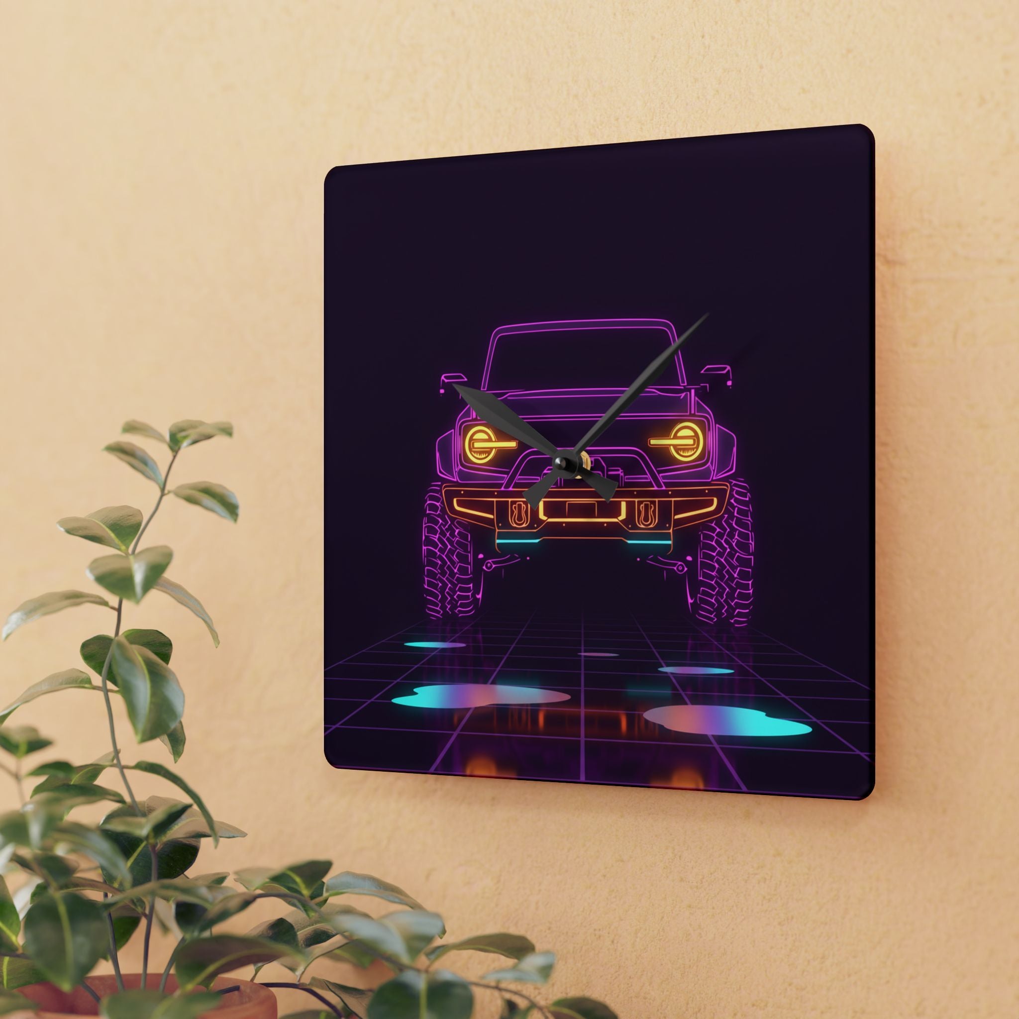 Ford Bronco (2021+) Neon Synthwave Wall Clock