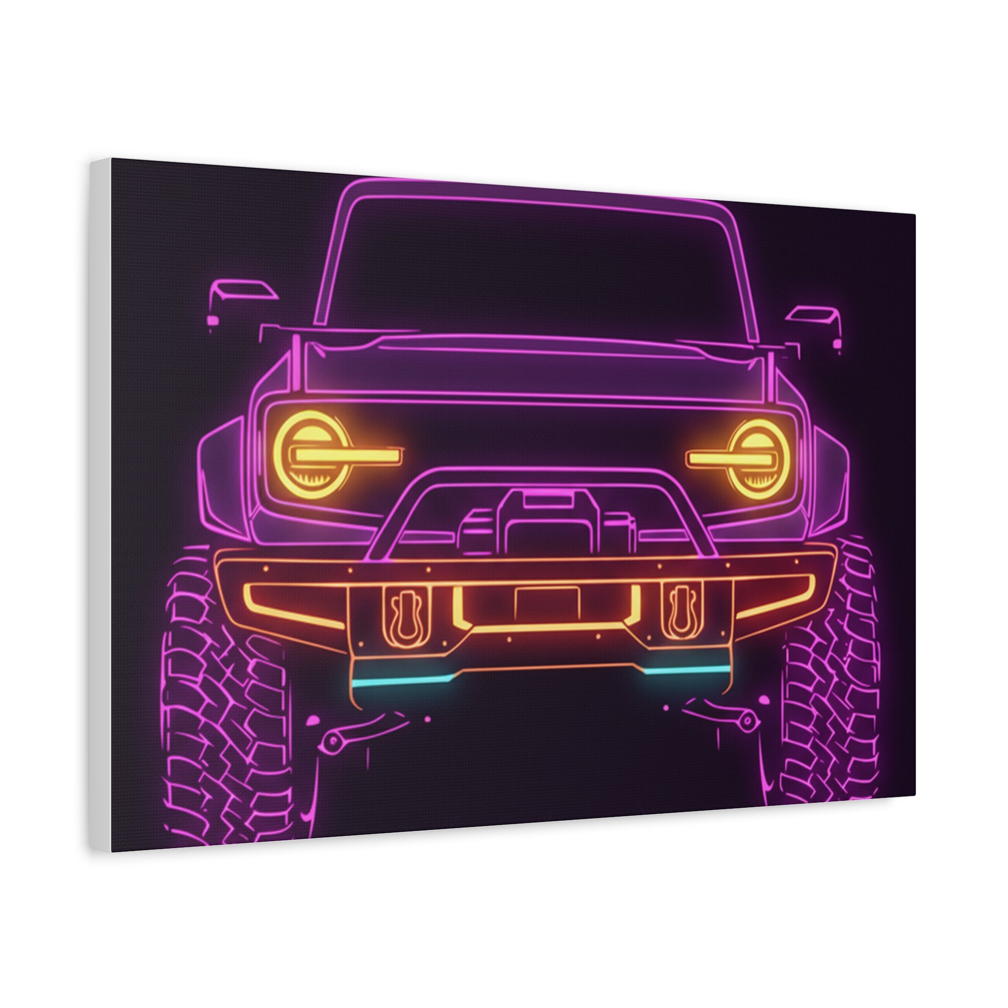 Ford Bronco (2021+) Neon Synthwave Canvas Wall Art