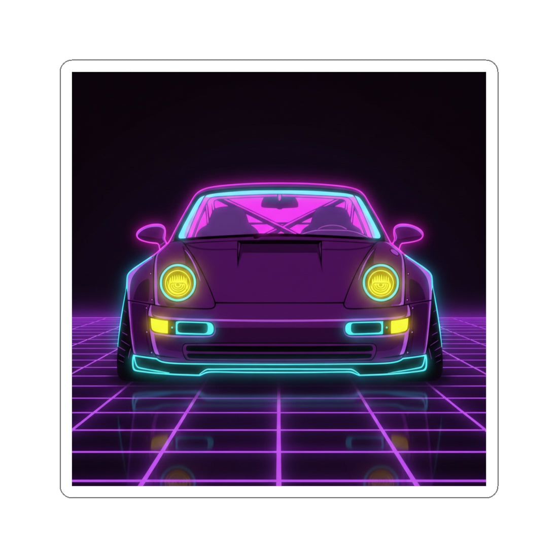 Porsche 964 Turbo Neon Synthwave Sticker