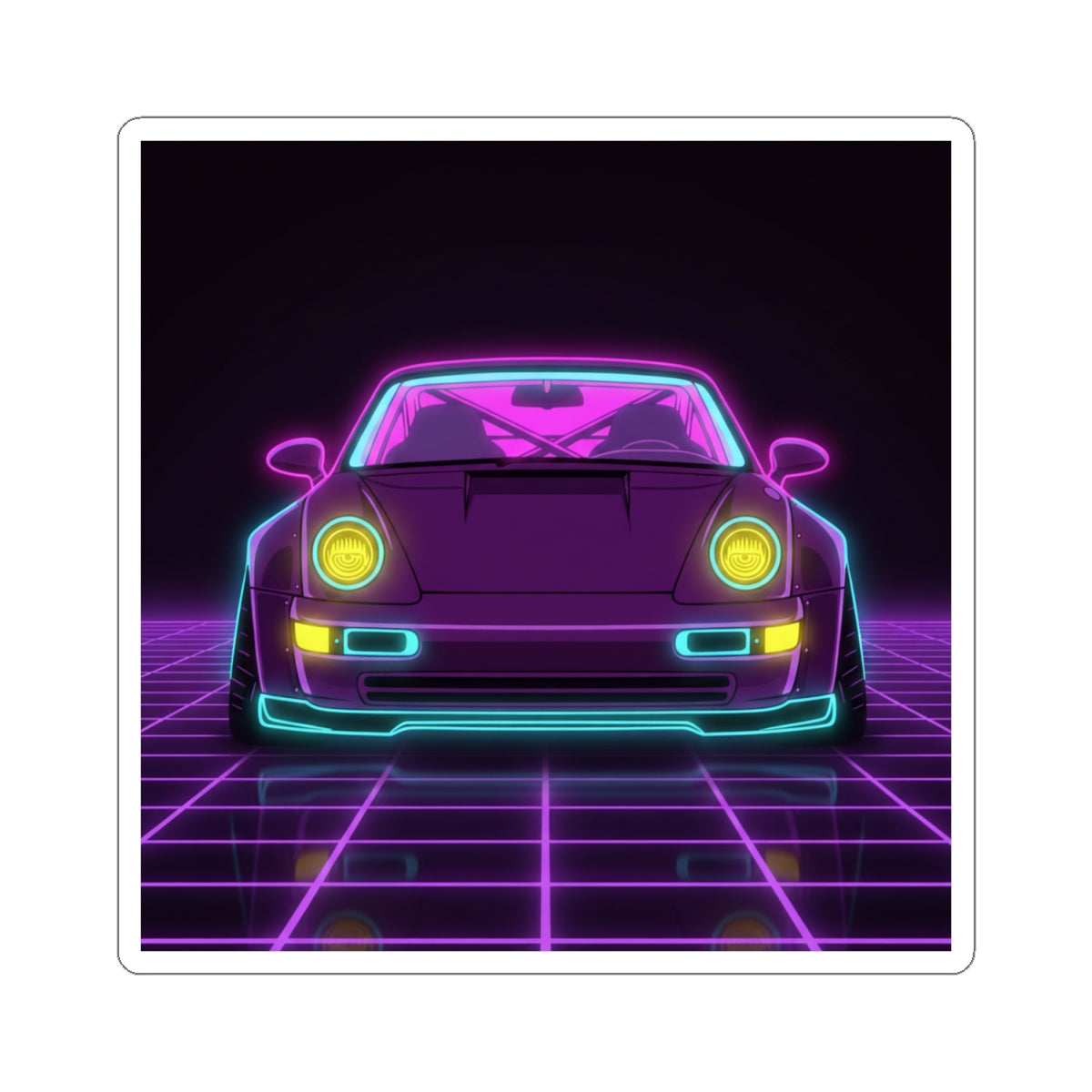Porsche 964 Turbo Neon Synthwave Sticker