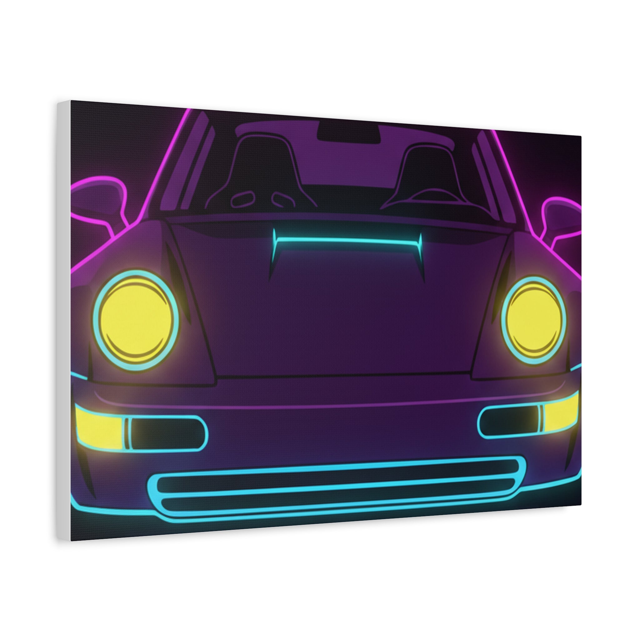 Porsche 964 Singer Neon Synthwave Canvas Wall Art