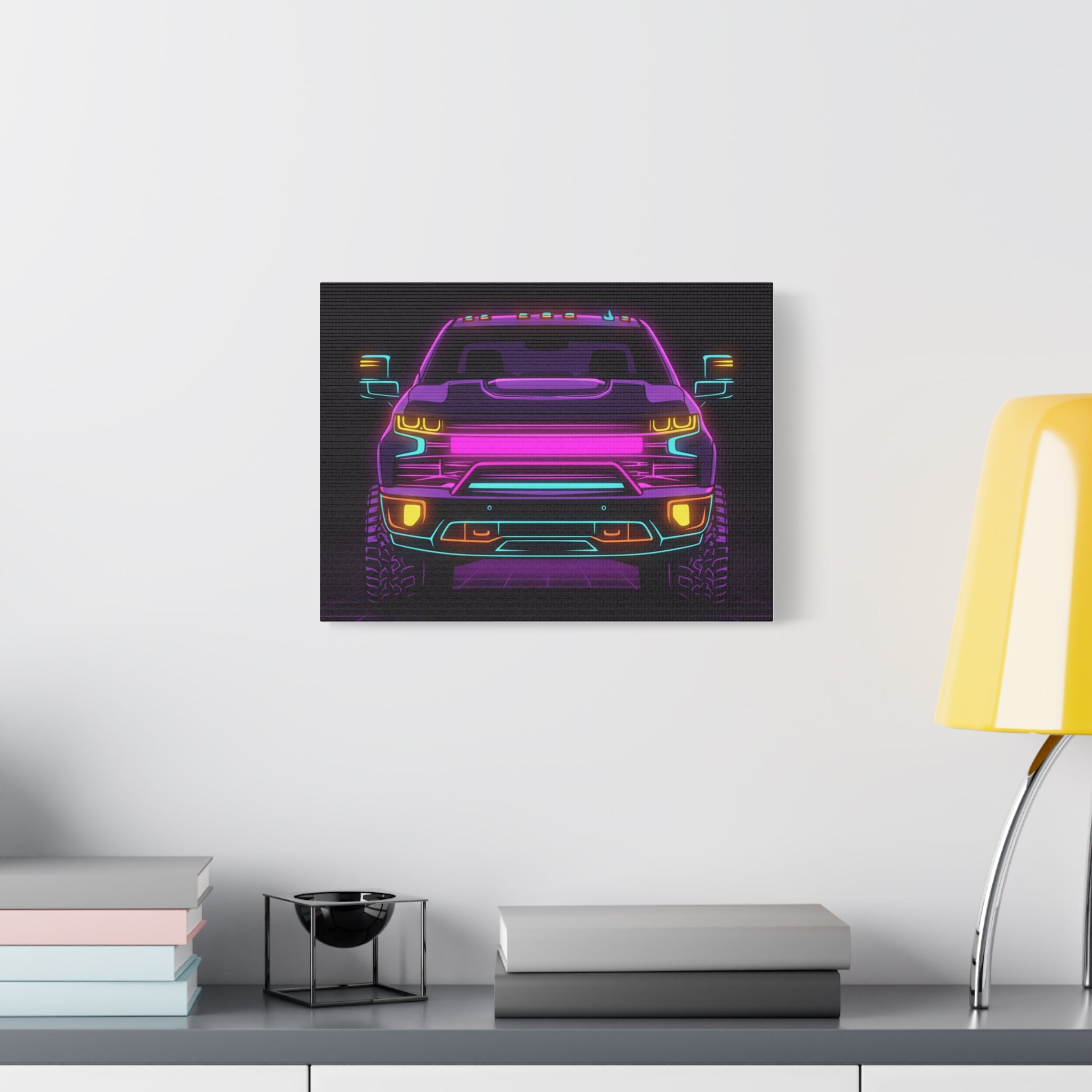 Chevy Silverado Trail Boss (2019+) Neon Synthwave Canvas Wall Art