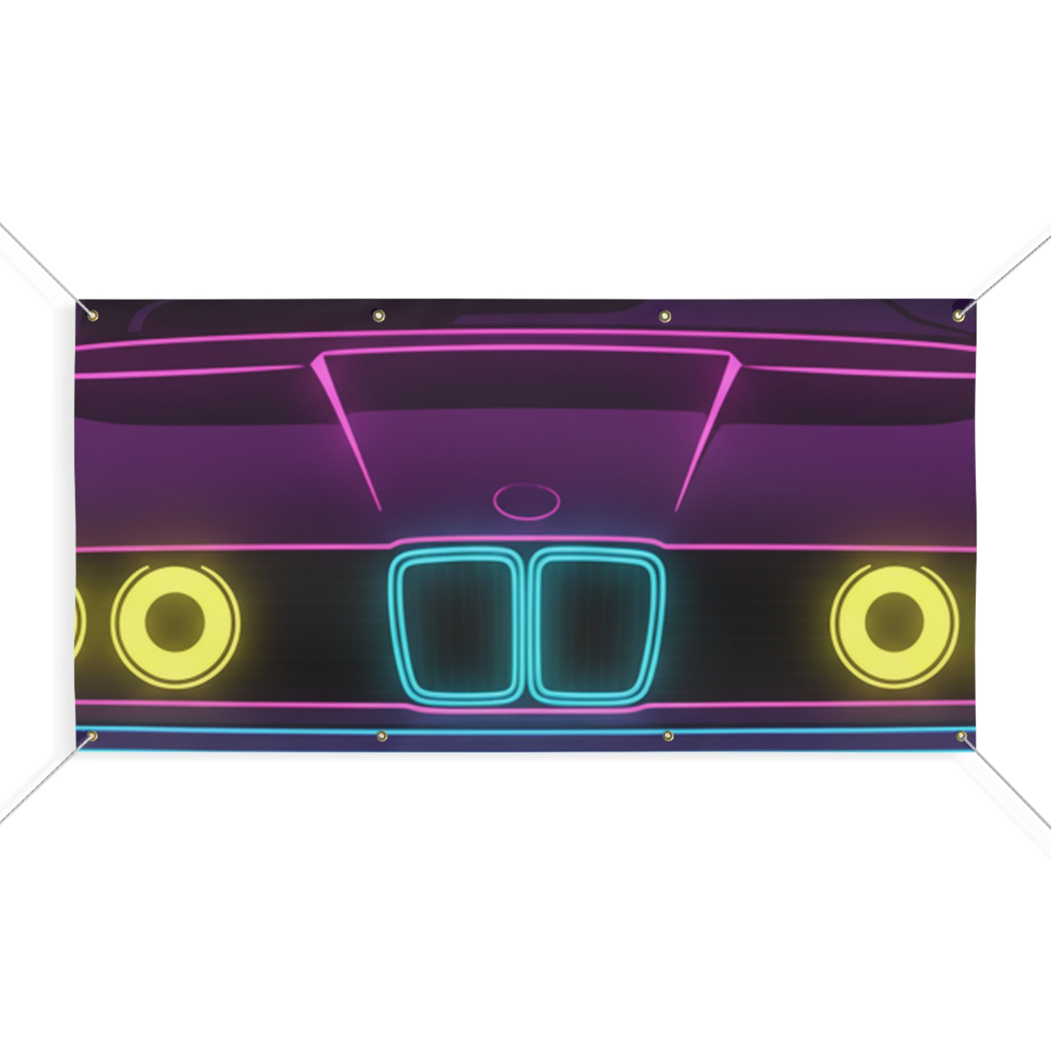 BMW E30 Neon Synthwave Banner