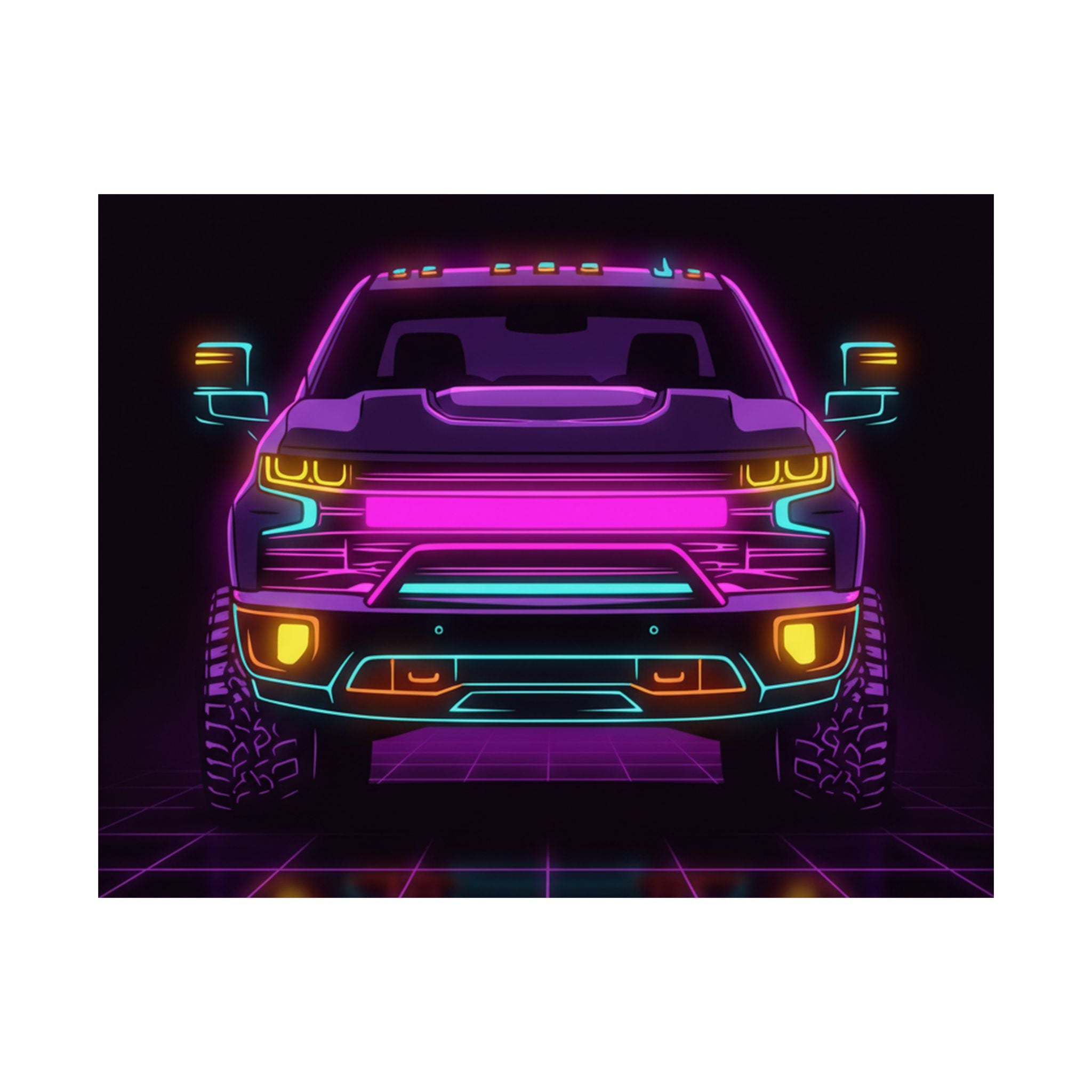 Chevy Silverado Trail Boss (2019+) Neon Synthwave Poster
