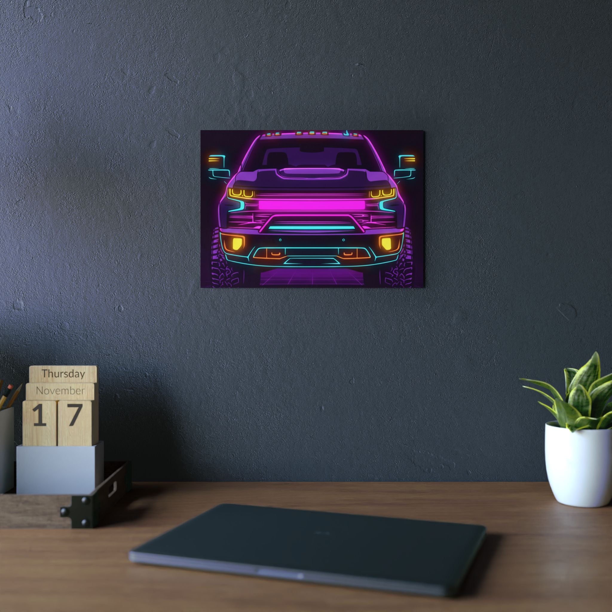 Chevy Silverado Trail Boss (2019+) Neon Synthwave Metal Wall Sign