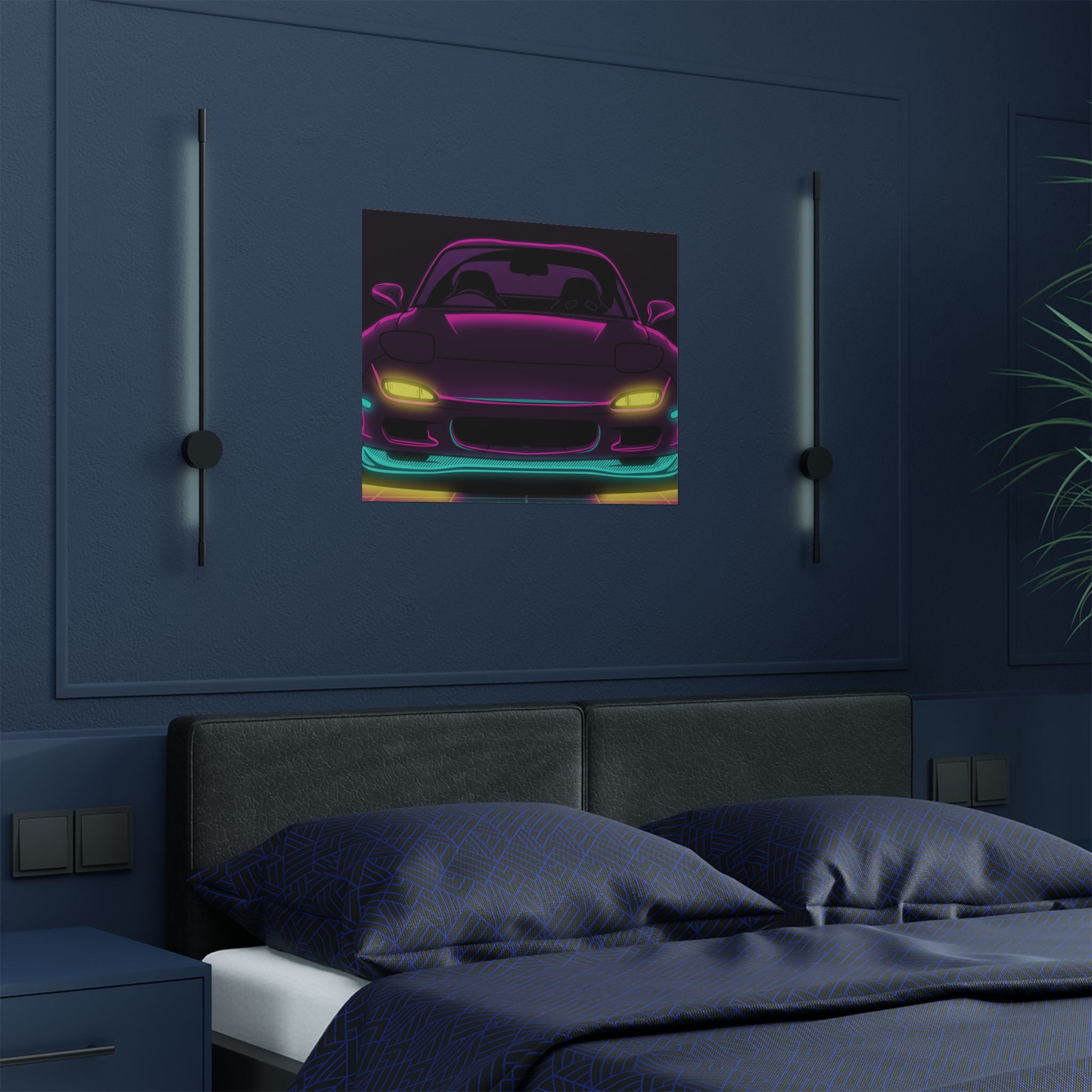 Mazda RX-7 FD Neon Synthwave Poster