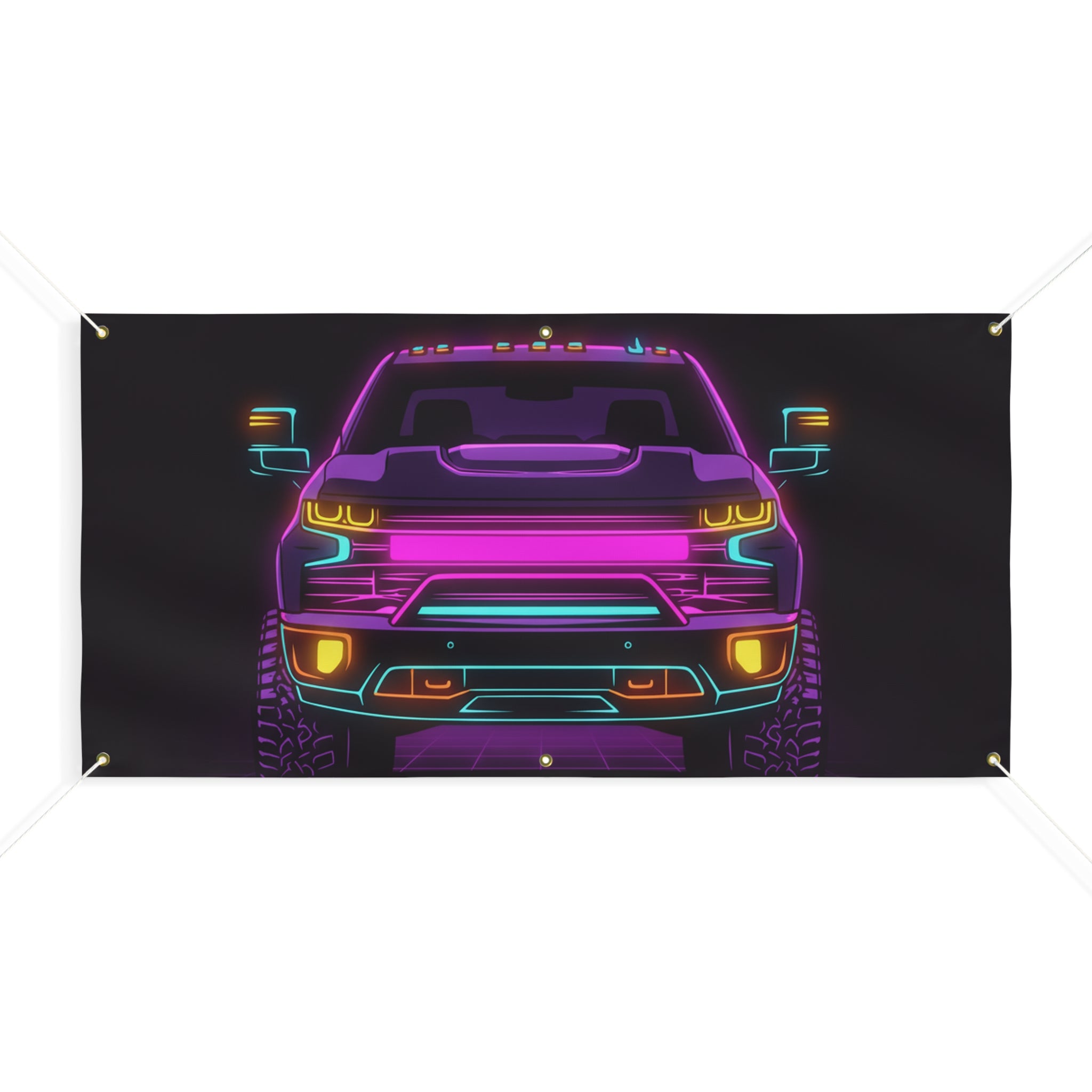 Chevy Silverado Trail Boss (2019+) Neon Synthwave Banner