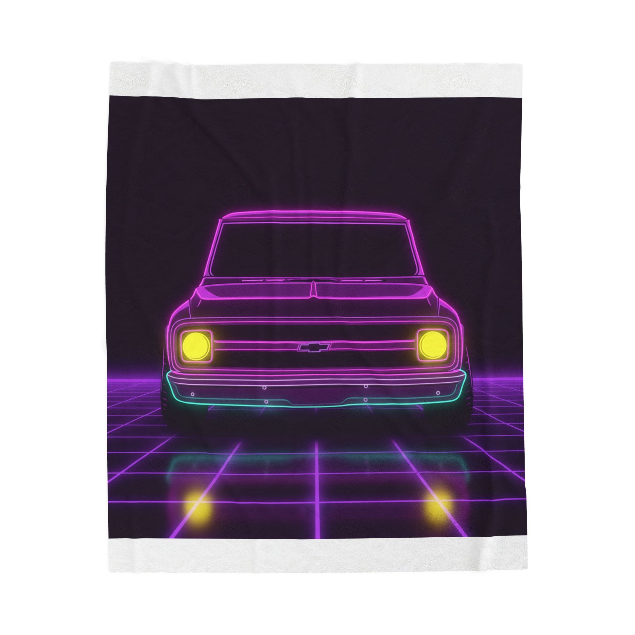 Chevy C10 Pickup (1967-72) Pro-Touring Neon Synthwave Velveteen Plush Blanket