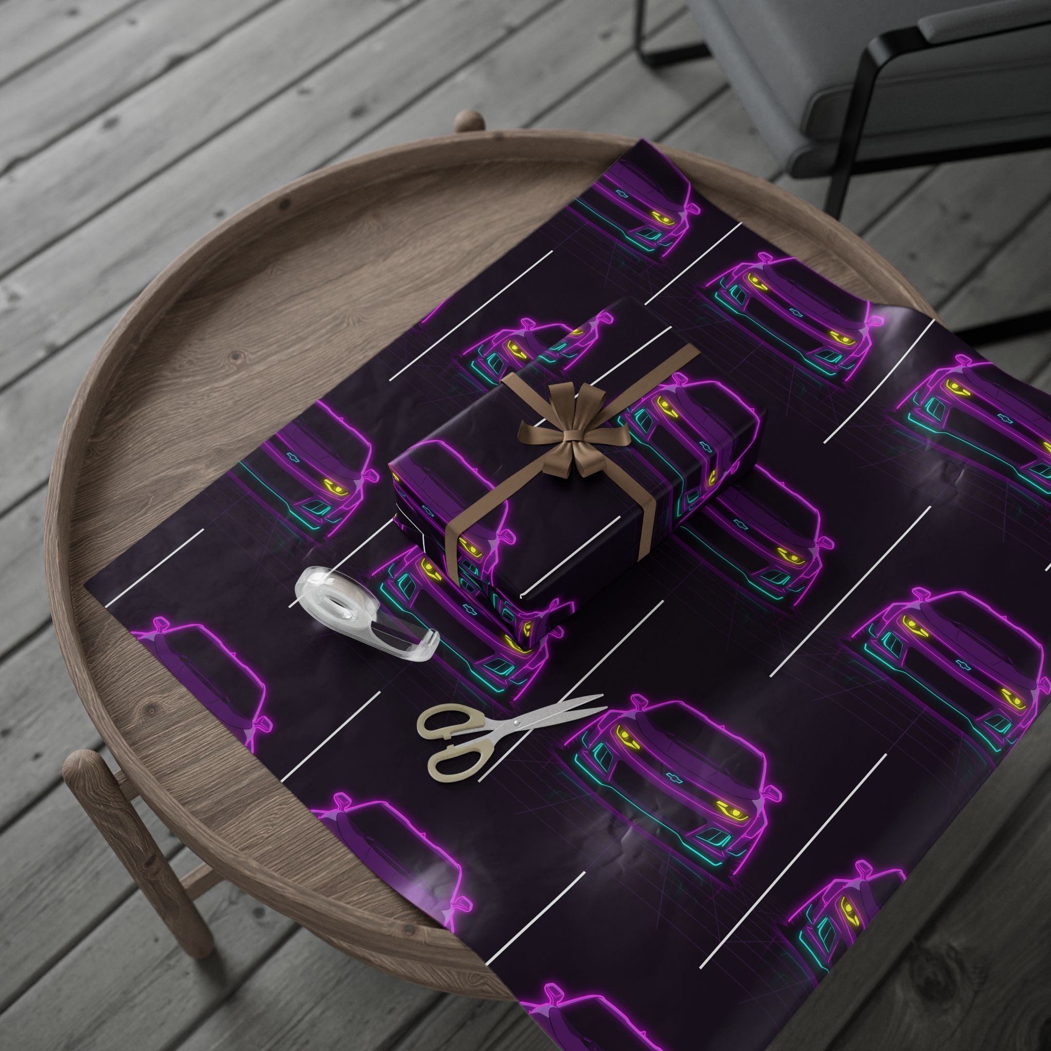 Chevrolet Camaro ZL1 Neon Synthwave Gift Wrapping Paper