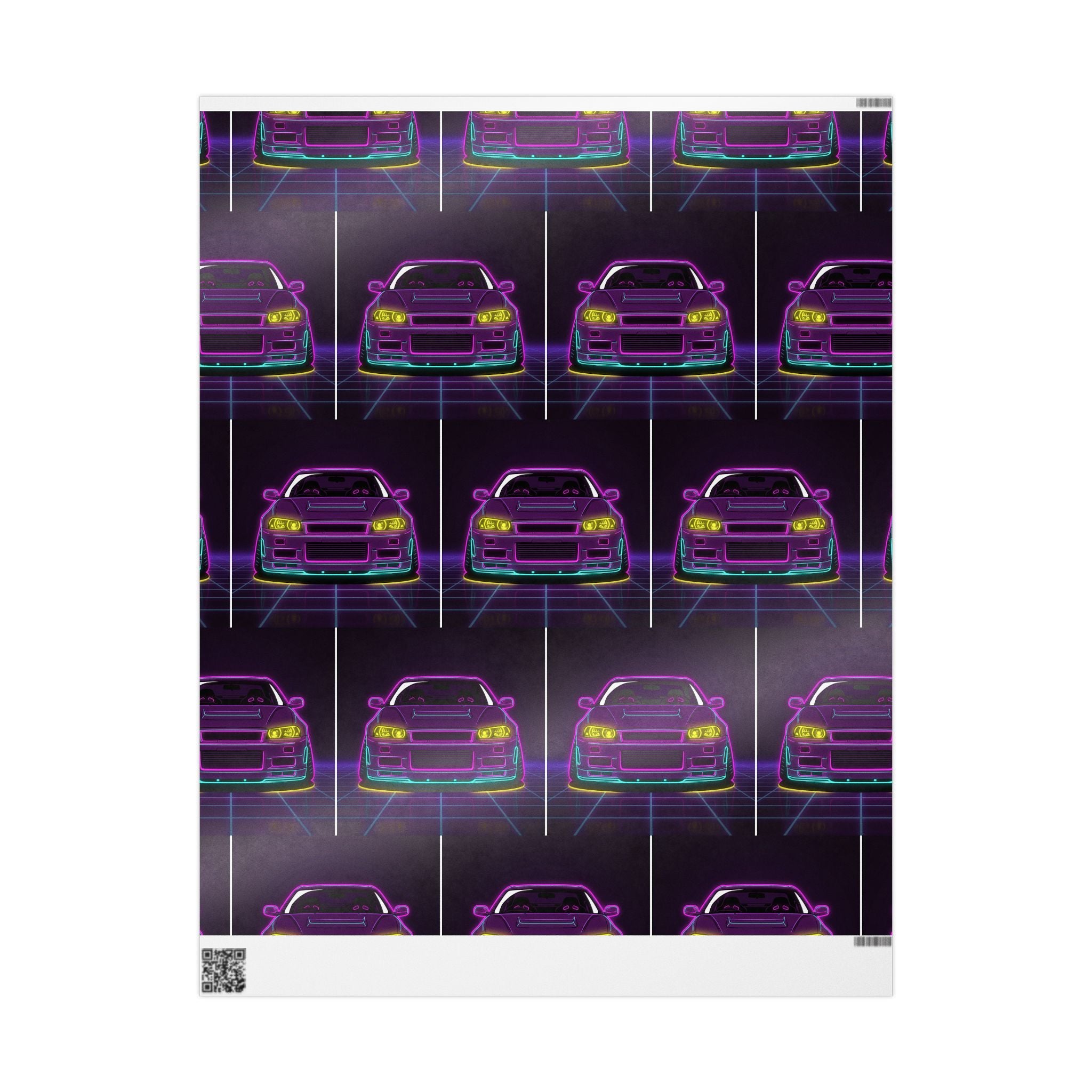 Nissan GT-R Neon Synthwave Gift Wrapping Paper