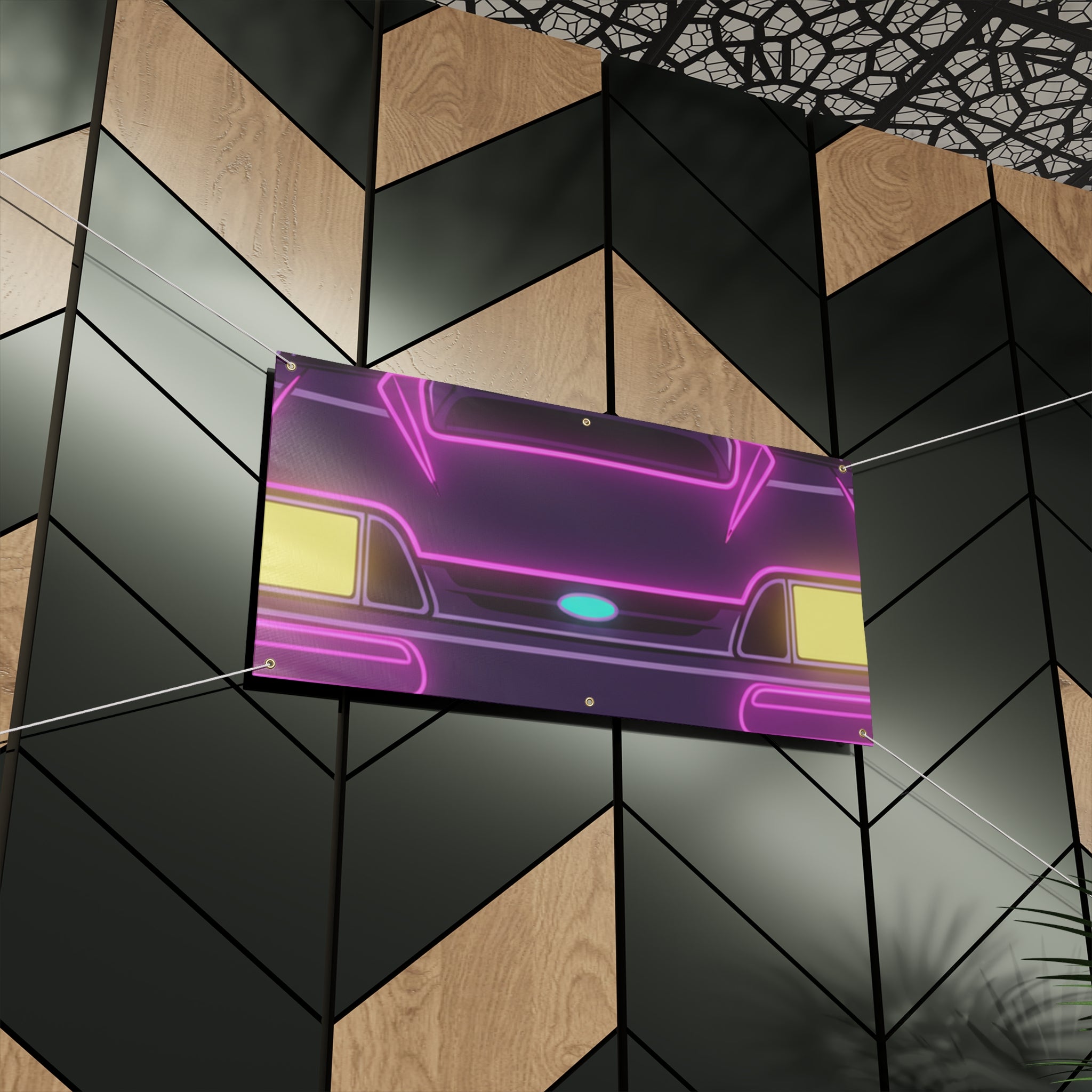 Ford Mustang Fox Body GT Neon Synthwave Banner