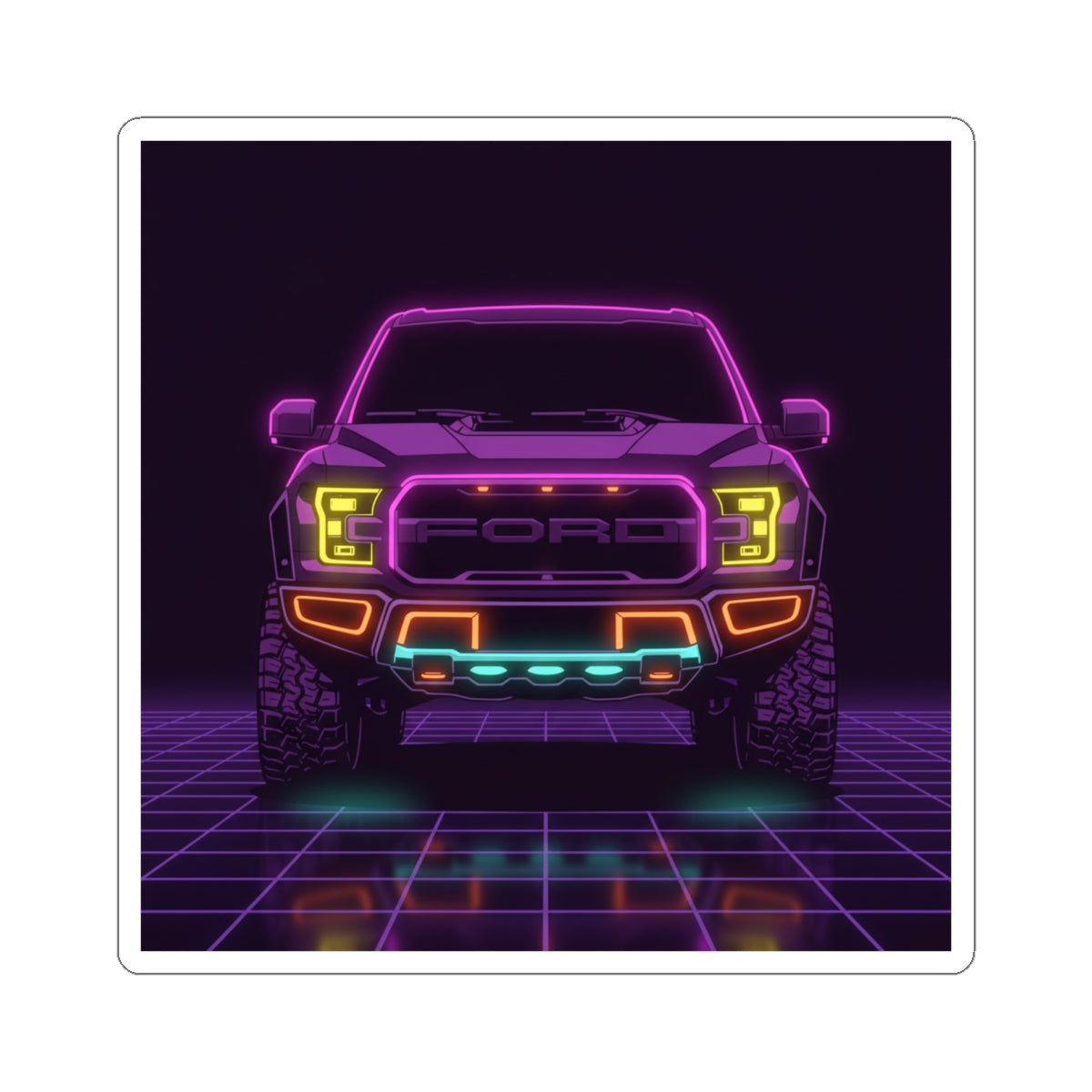Ford F-150 Raptor Gen 2 Neon Synthwave Sticker