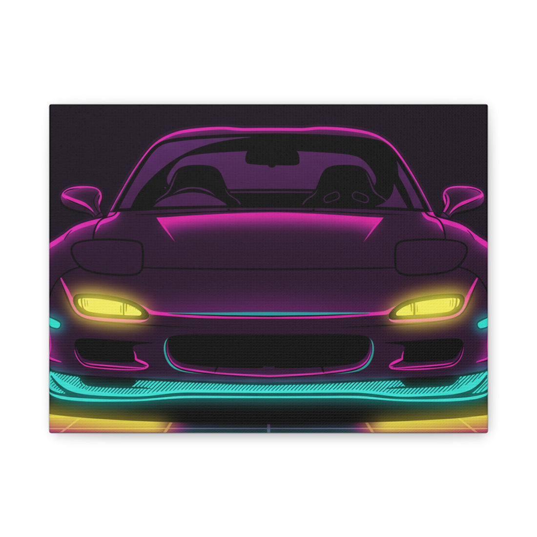 Mazda RX-7 FD Neon Synthwave Canvas Wall Art