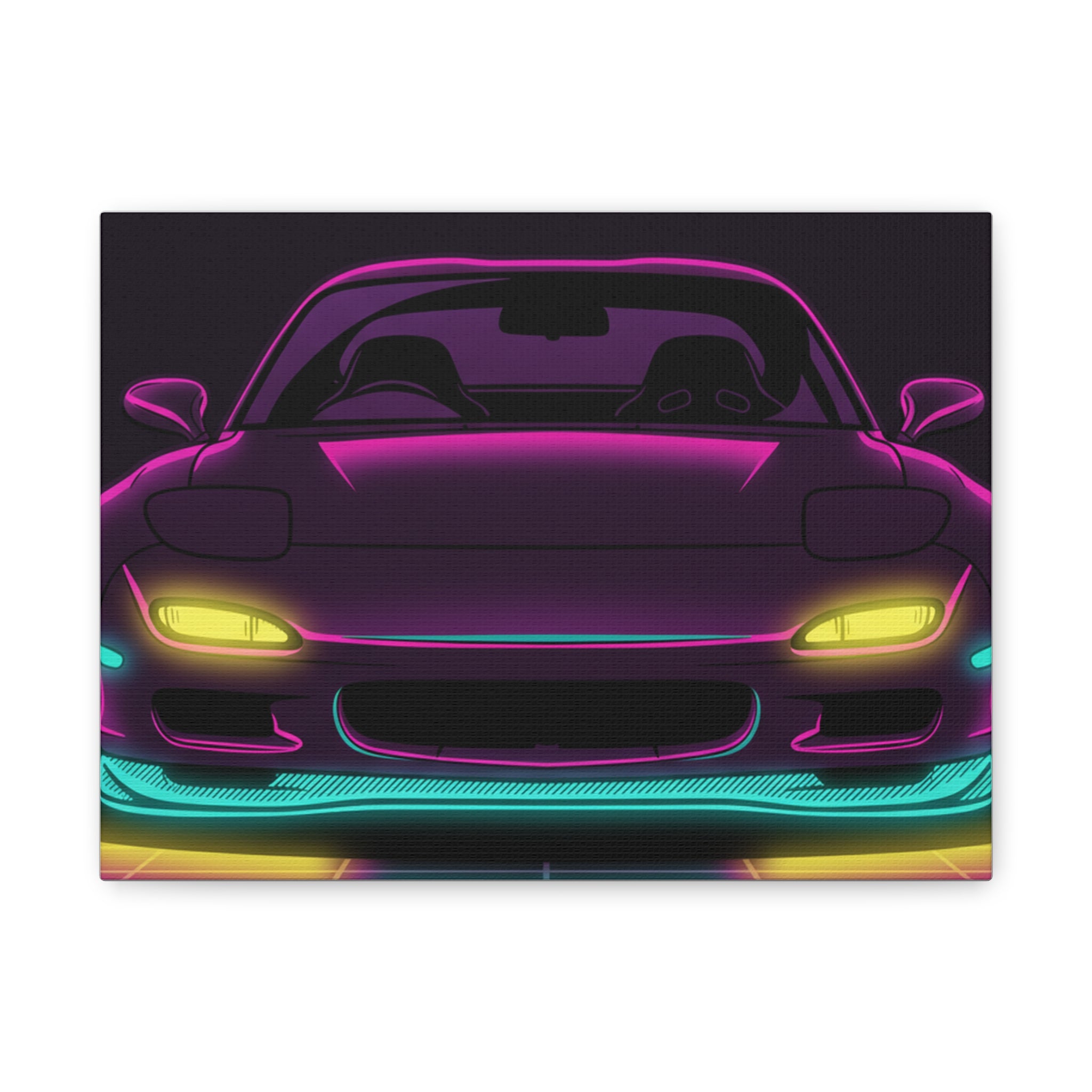 Mazda RX-7 FD Neon Synthwave Canvas Wall Art
