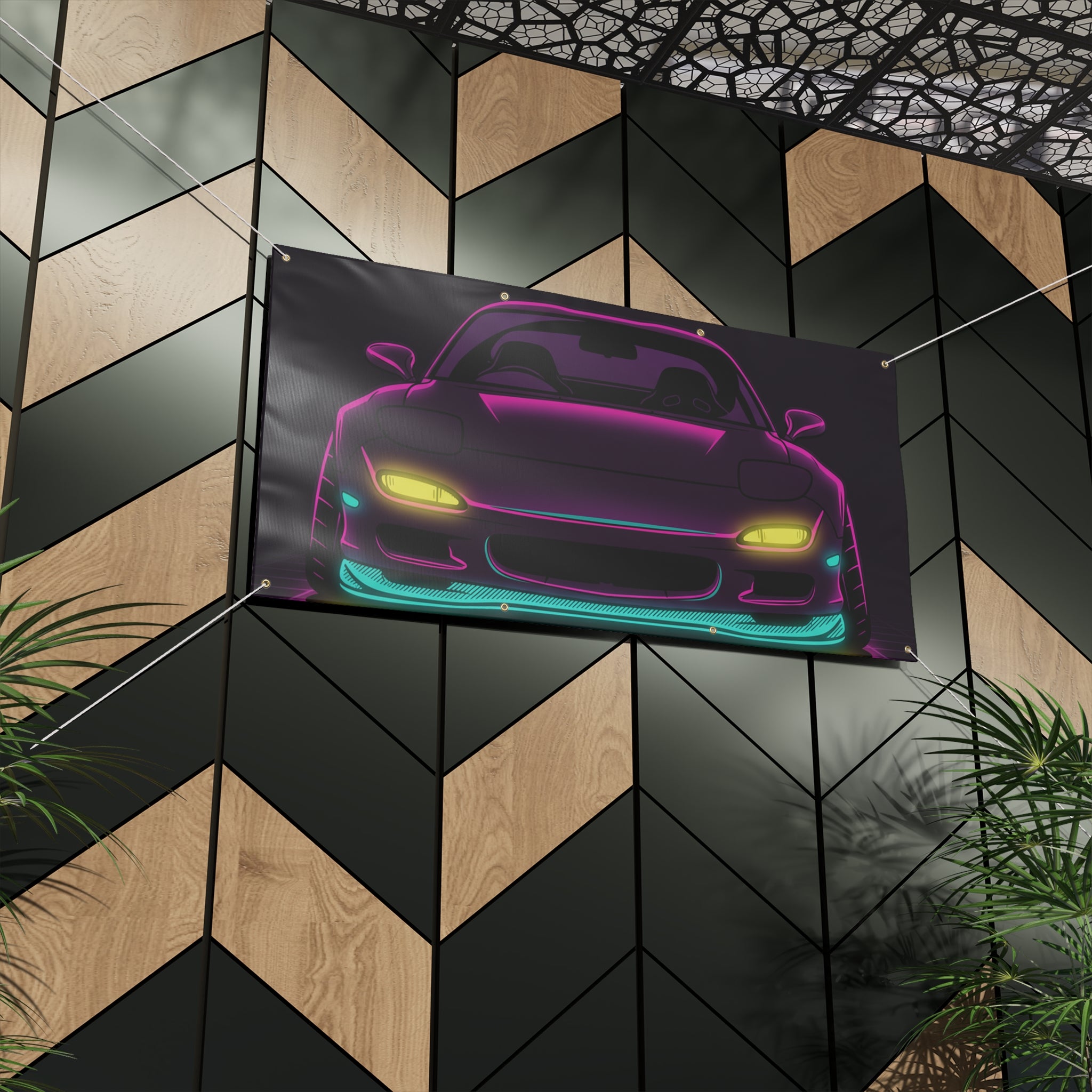 Mazda RX-7 FD Neon Synthwave Banner