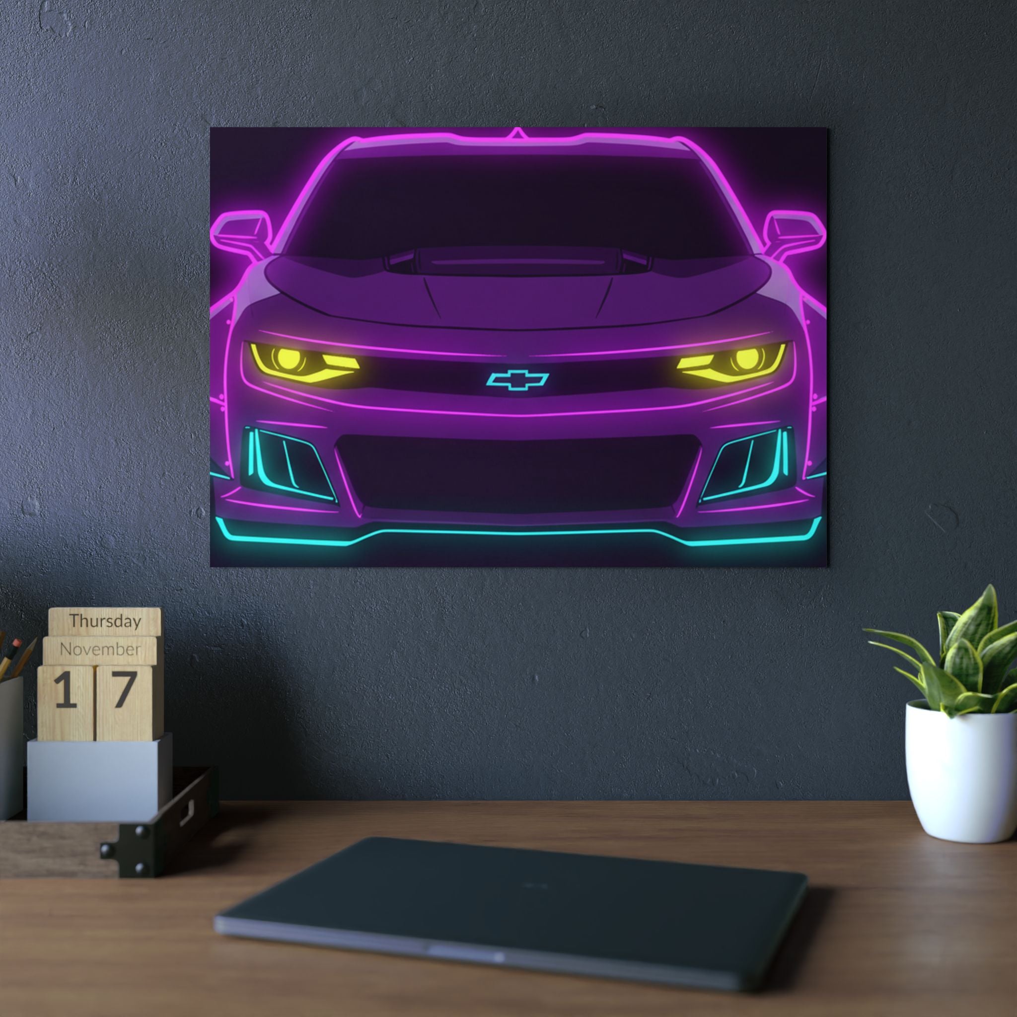 Chevrolet Camaro ZL1 Neon Synthwave Metal Wall Sign