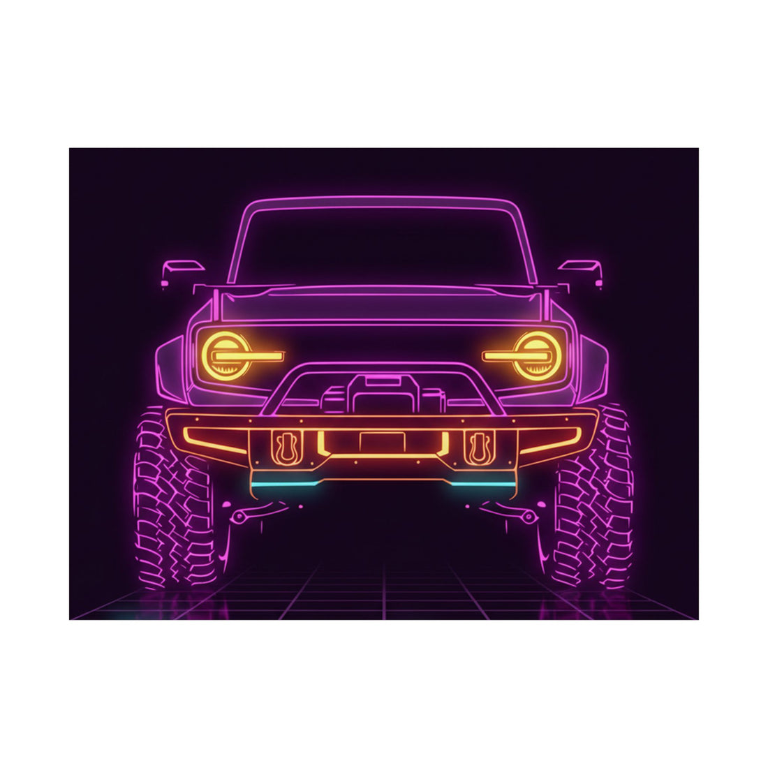 Ford Bronco (2021+) Neon Synthwave Poster