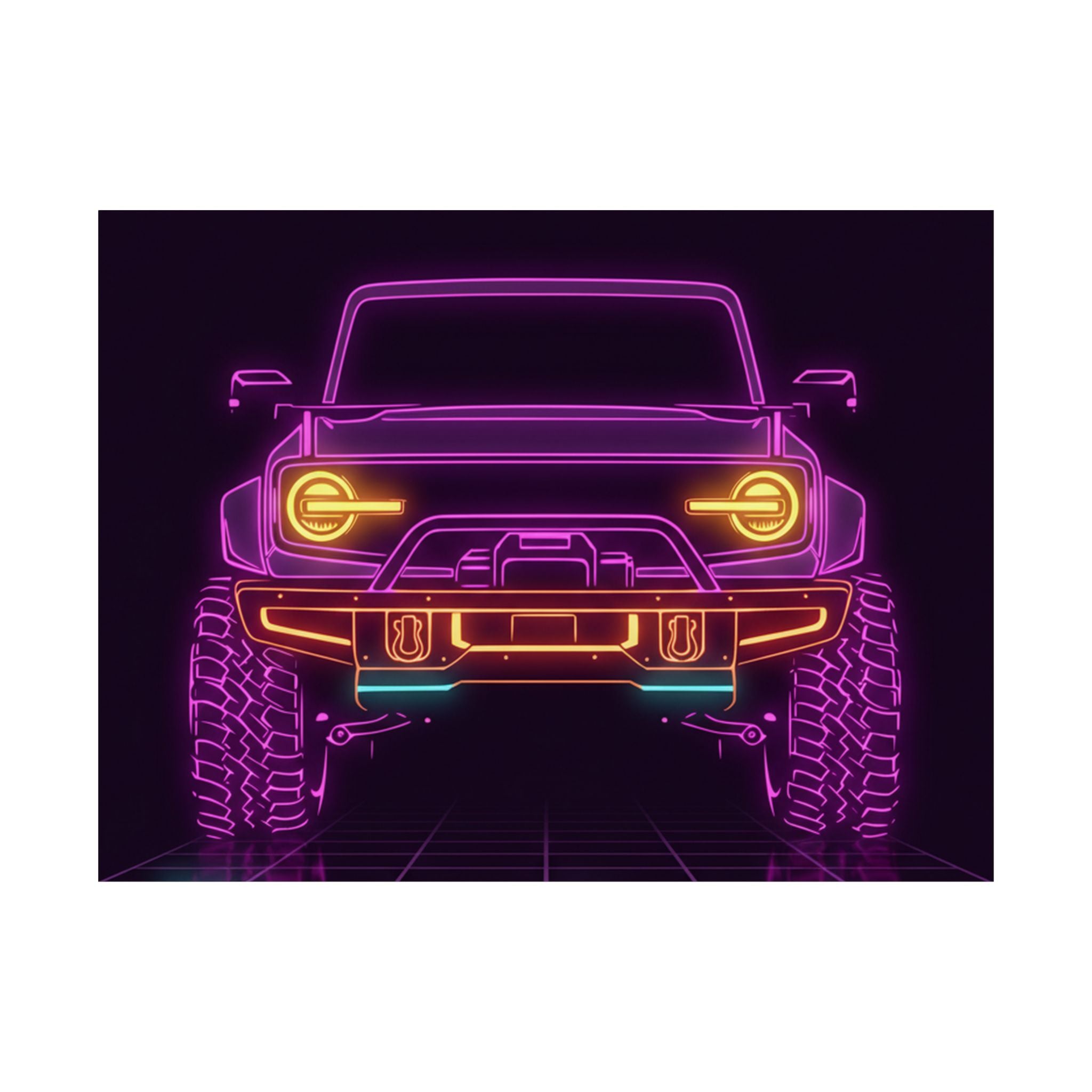 Ford Bronco (2021+) Neon Synthwave Poster