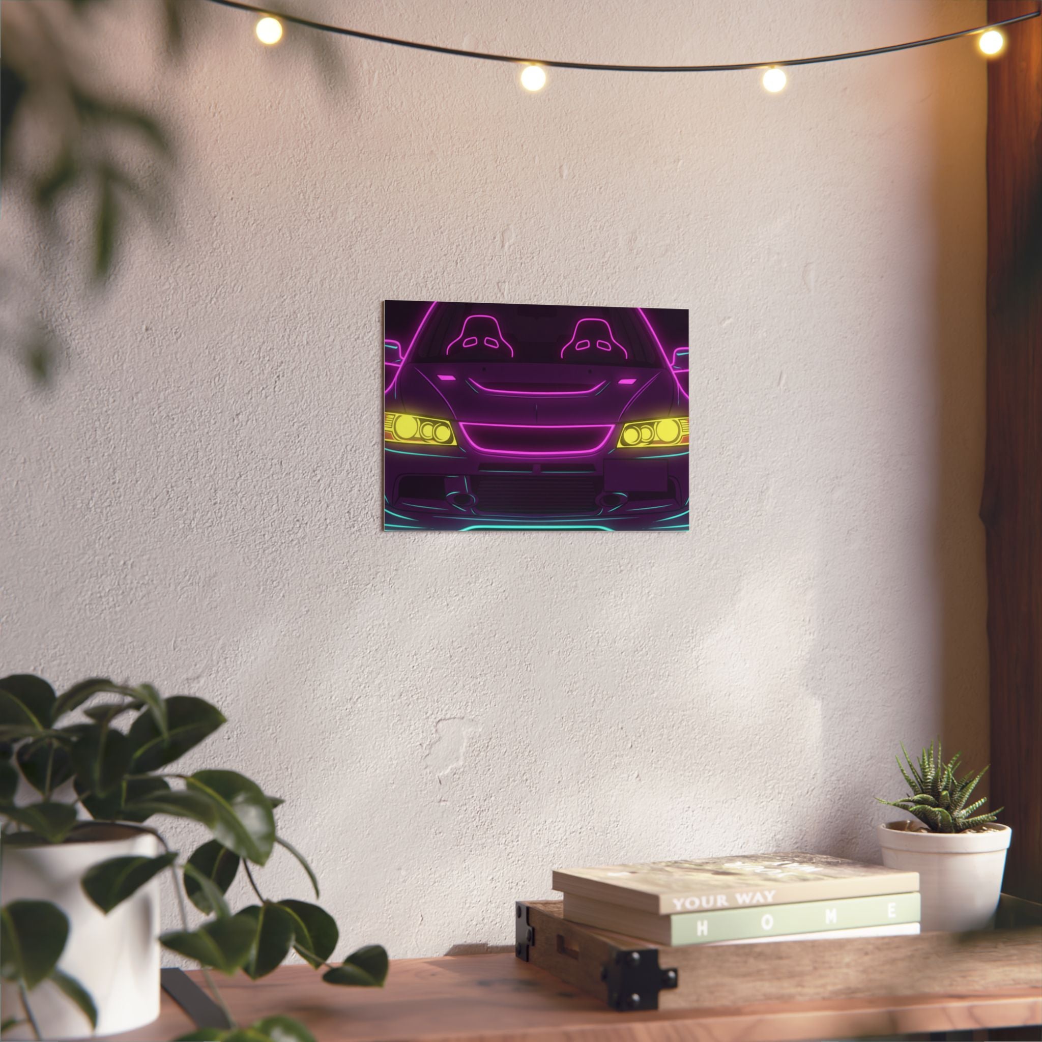 Mitsubishi Evo IX (2005-07) Neon Synthwave Metal Wall Sign