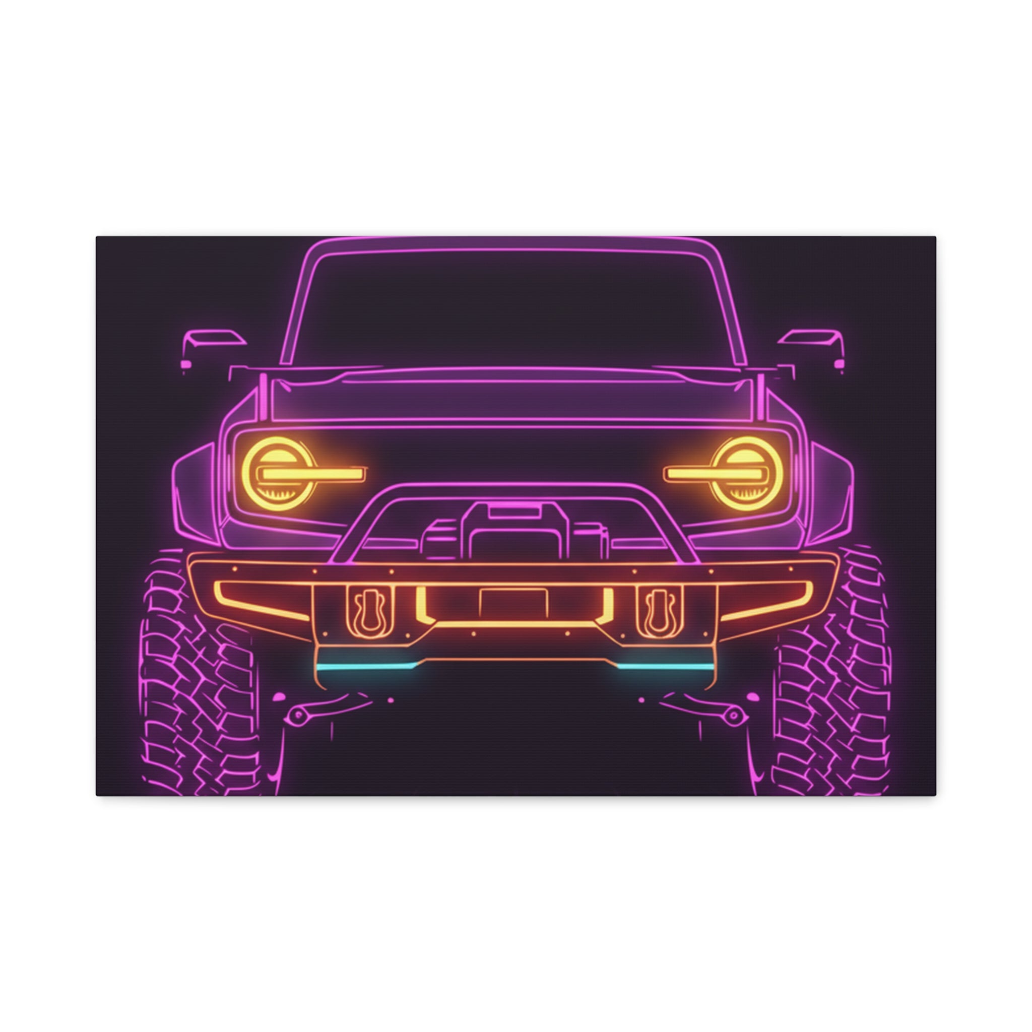 Ford Bronco (2021+) Neon Synthwave Canvas Wall Art