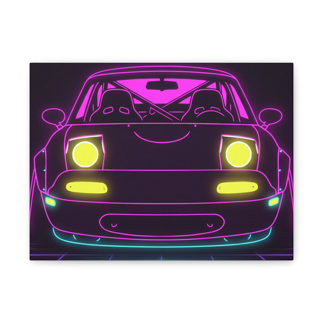 Mazda Miata NA (1989-97) Neon Synthwave Canvas Wall Art