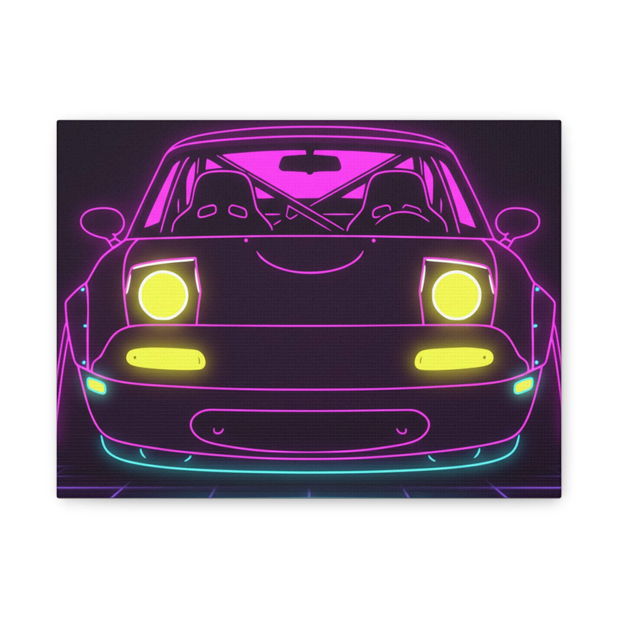 Mazda Miata NA (1989-97) Neon Synthwave Canvas Wall Art