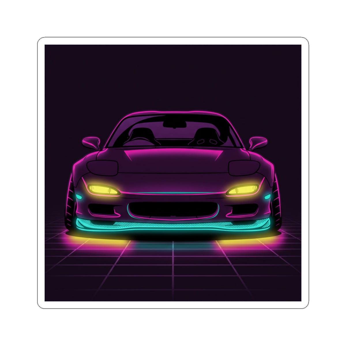 Mazda RX-7 FD Neon Synthwave Sticker
