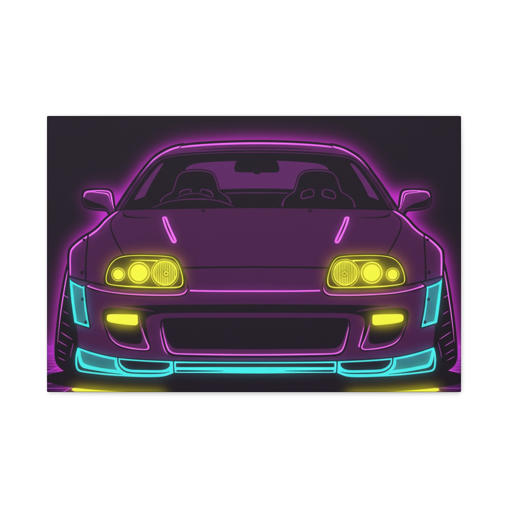 Toyota Supra MK4 Neon Synthwave Canvas Wall Art
