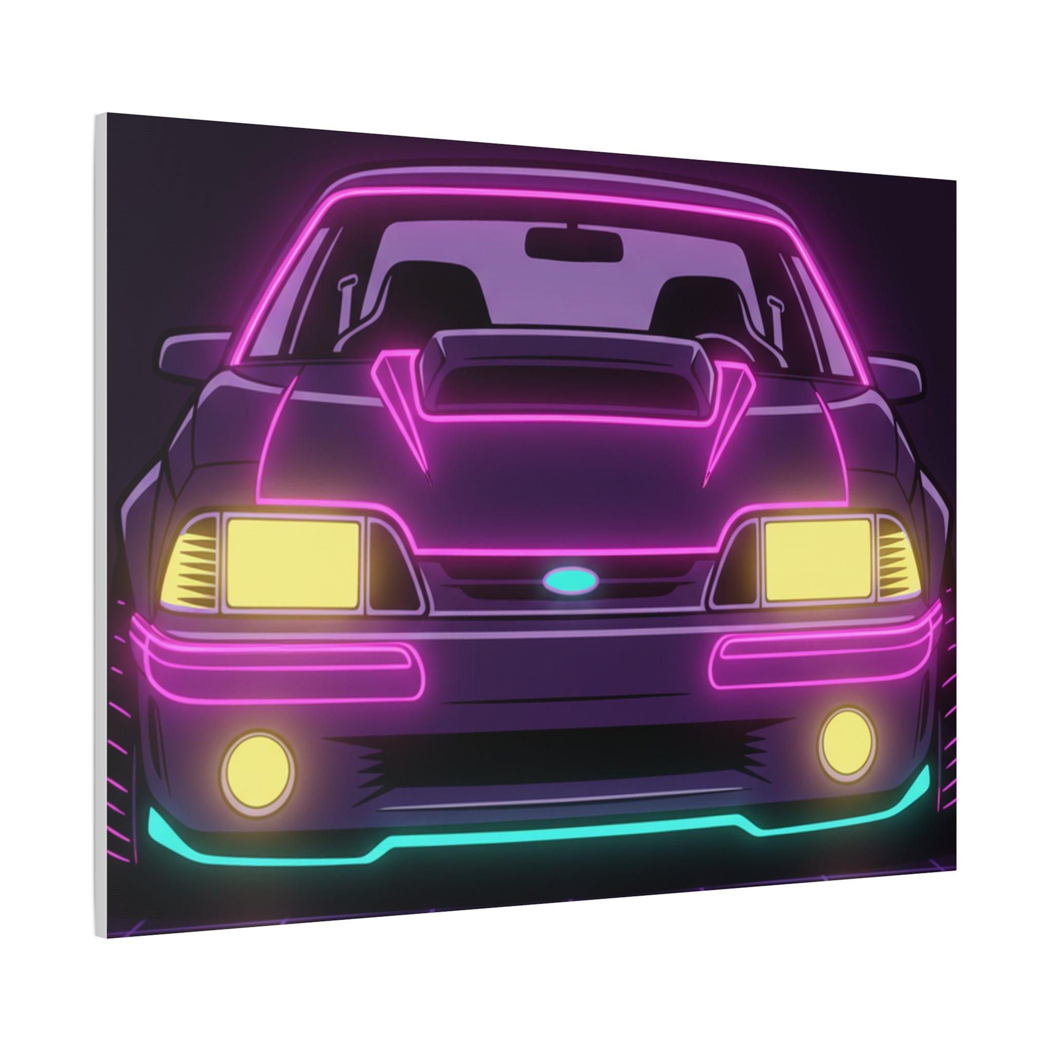 Ford Mustang Fox Body GT Neon Synthwave Canvas Wall Art