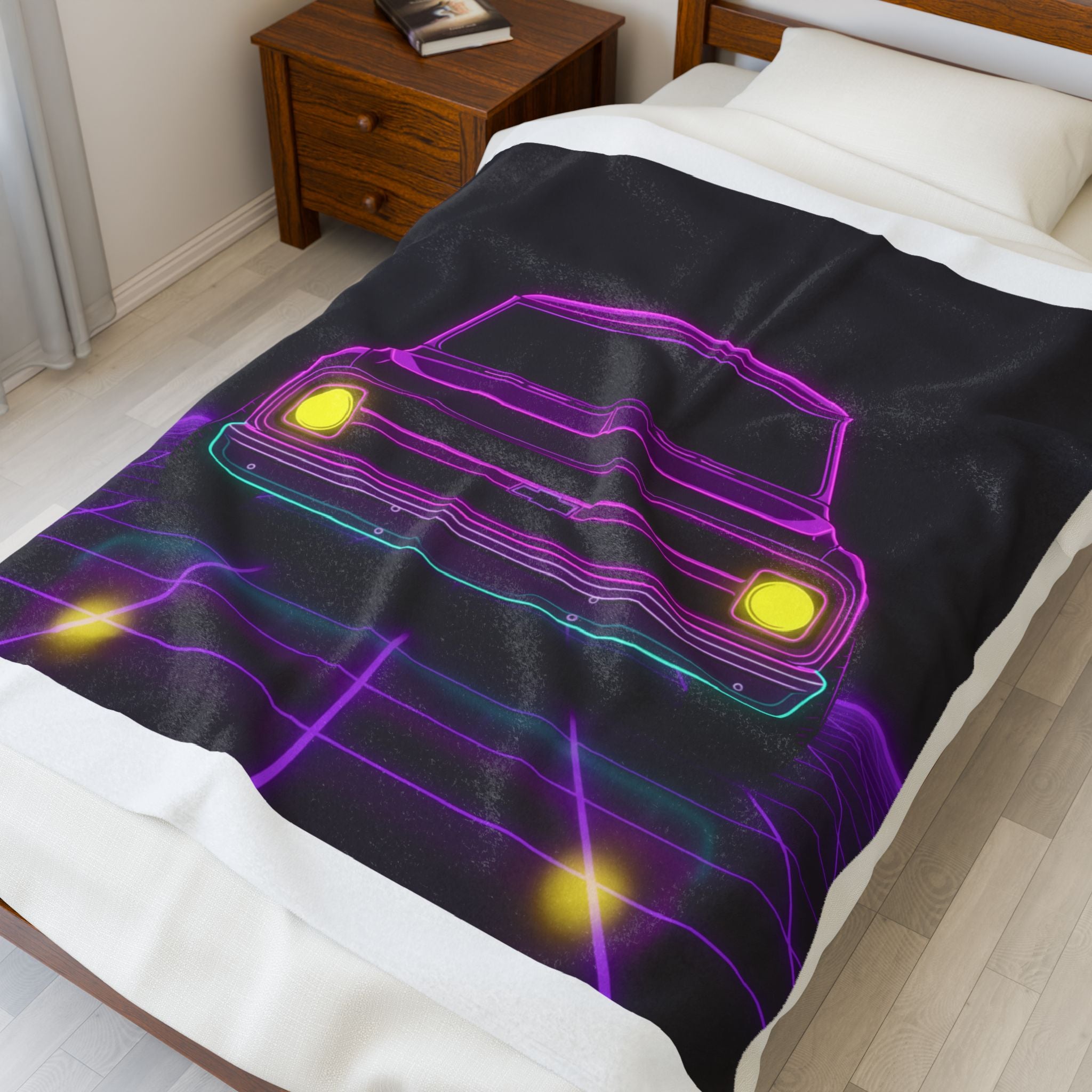 Chevy C10 Pickup (1967-72) Pro-Touring Neon Synthwave Velveteen Plush Blanket