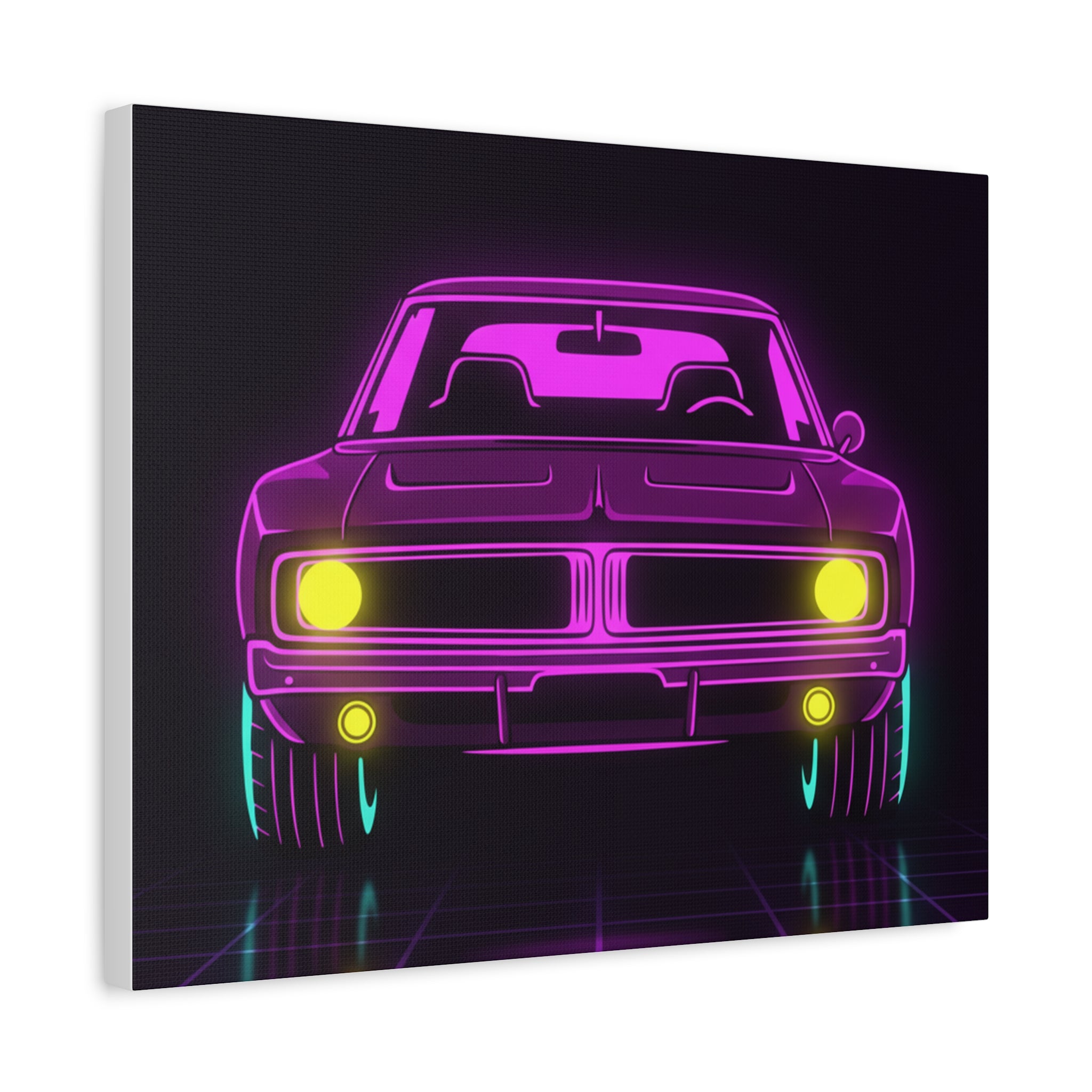 Dodge Charger R/T (1968-70) Resto-Mod Neon Synthwave Canvas Wall Art