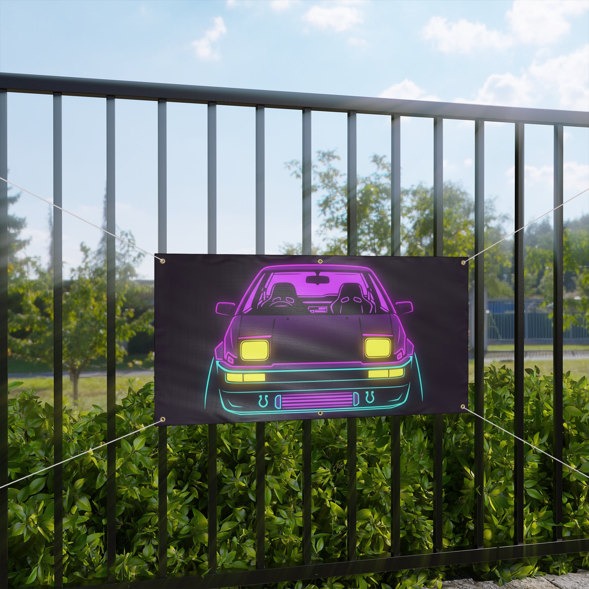Toyota AE86 (1983-87) Neon Synthwave Banner