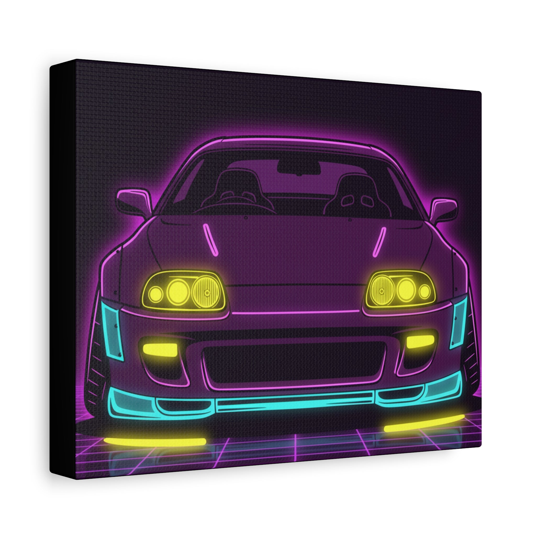 Toyota Supra MK4 Neon Synthwave Canvas Wall Art