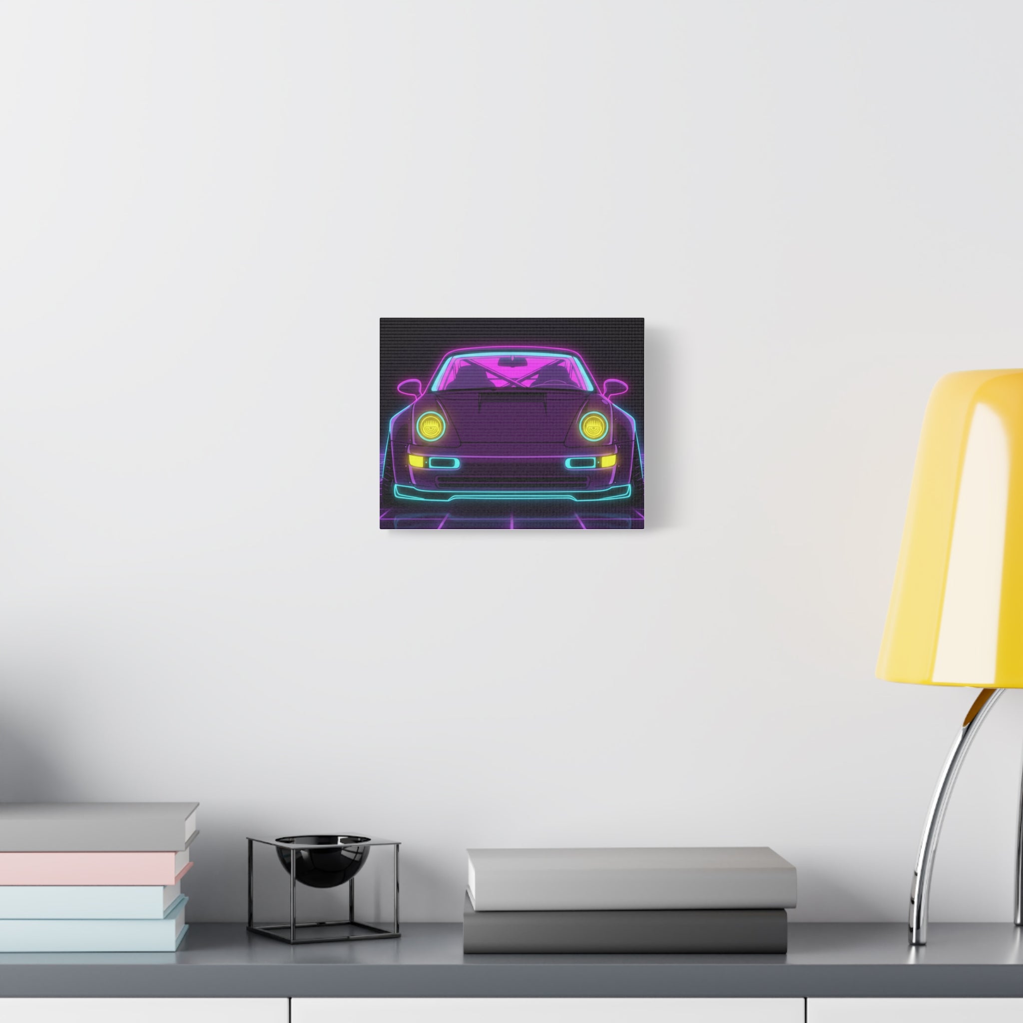 Porsche 964 Turbo Neon Synthwave Canvas Wall Art