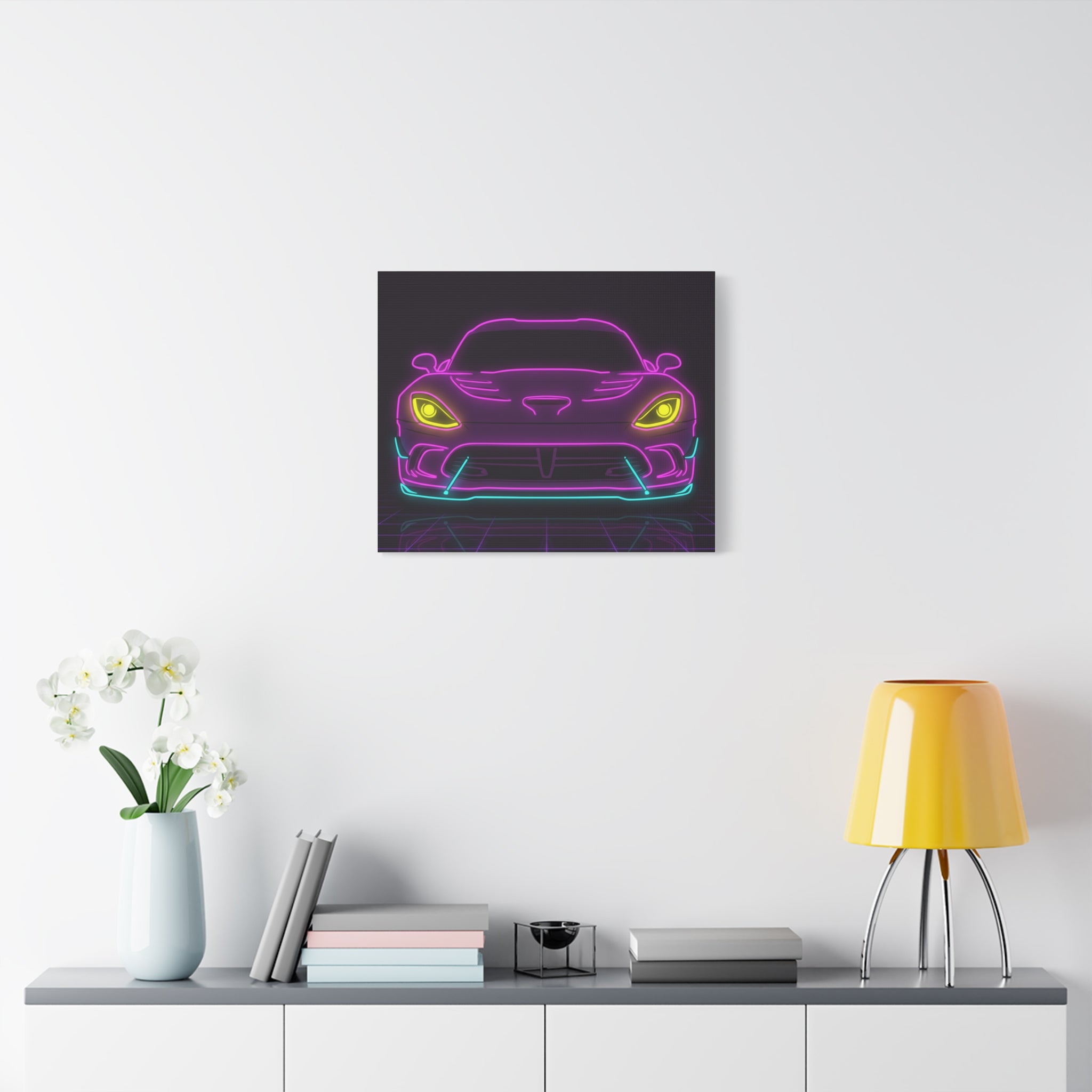 Dodge Viper (1992-17) Neon Synthwave Canvas Wall Art