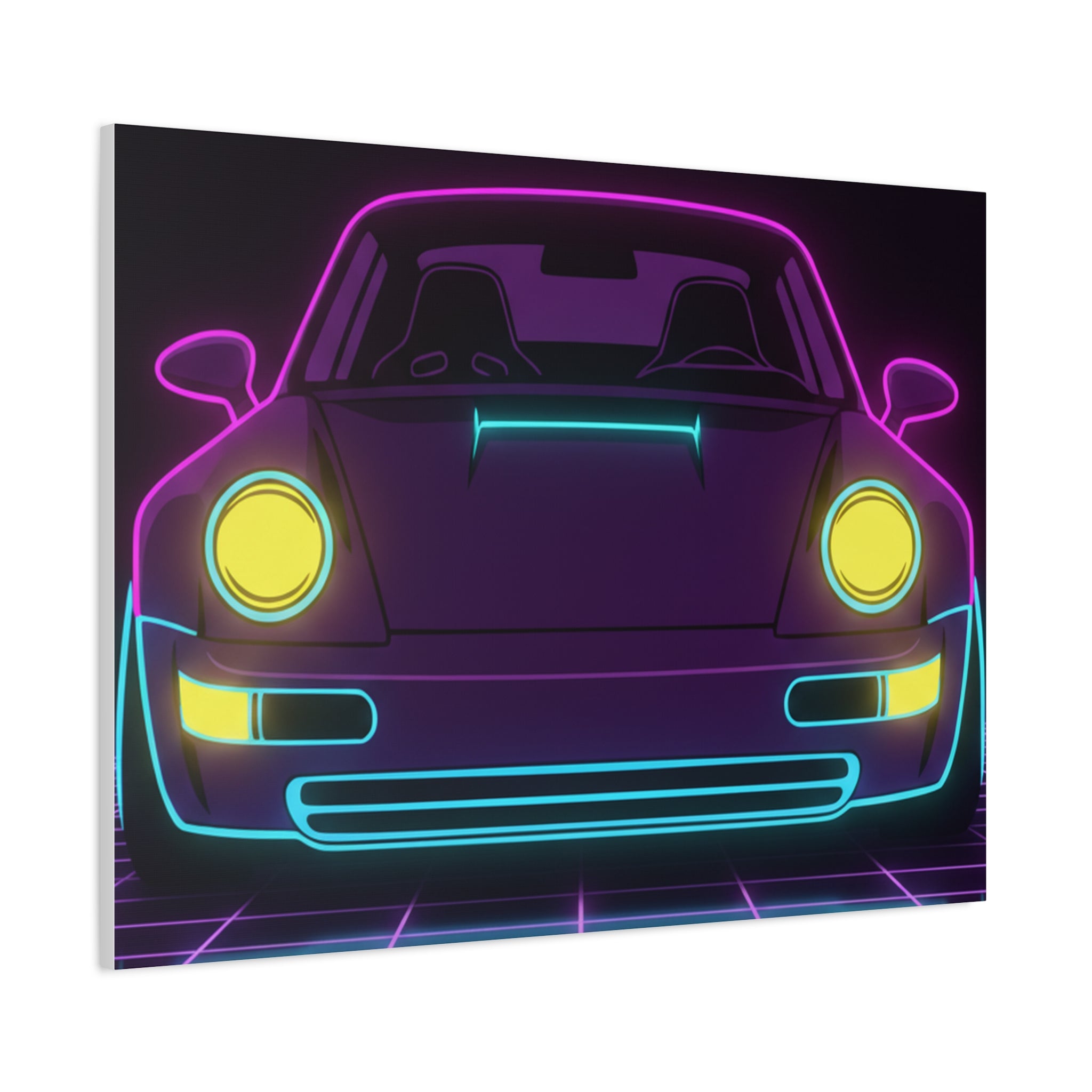 Porsche 964 Singer Neon Synthwave Canvas Wall Art