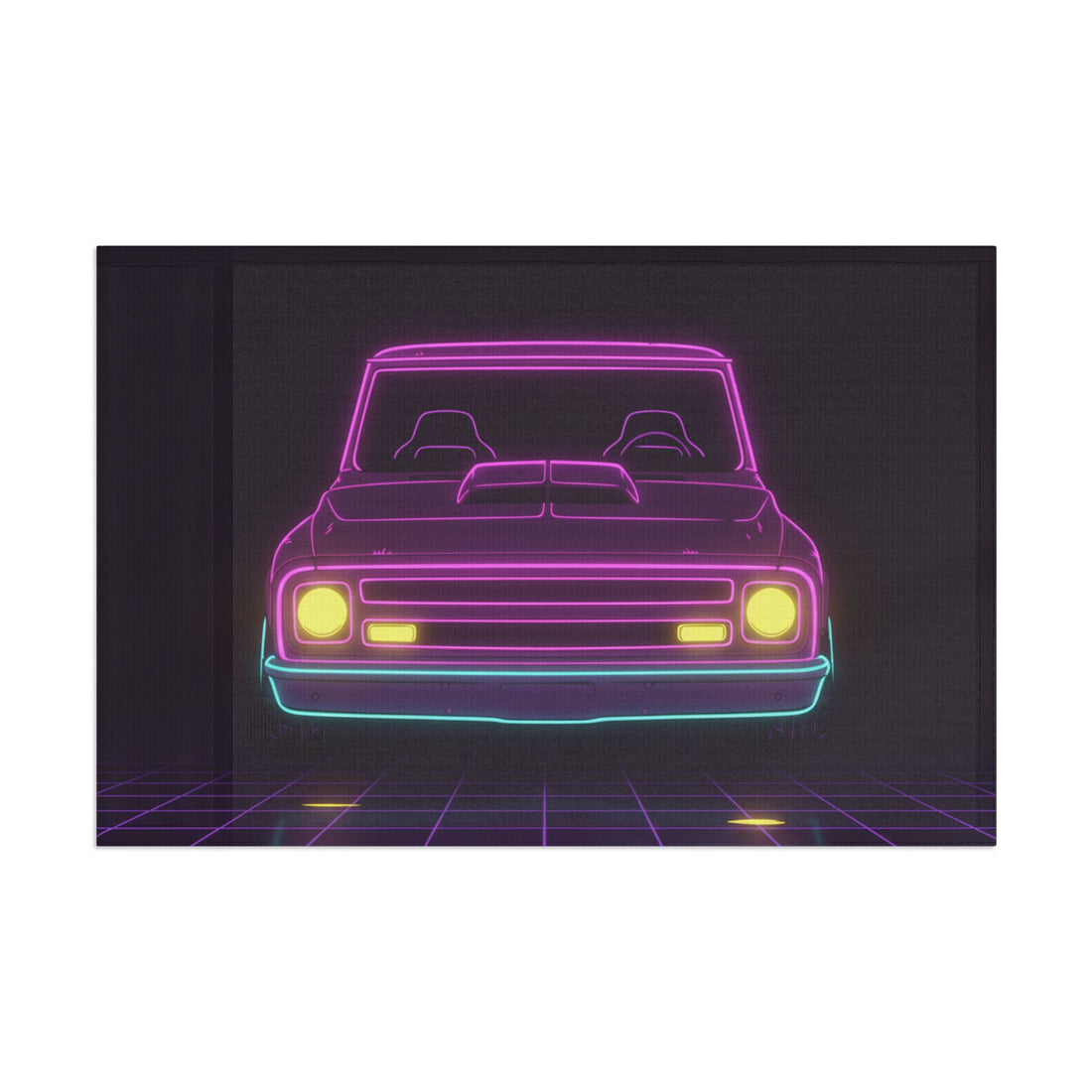 Chevy C10 Pickup (1967-72) Neon Synthwave Garage Flag