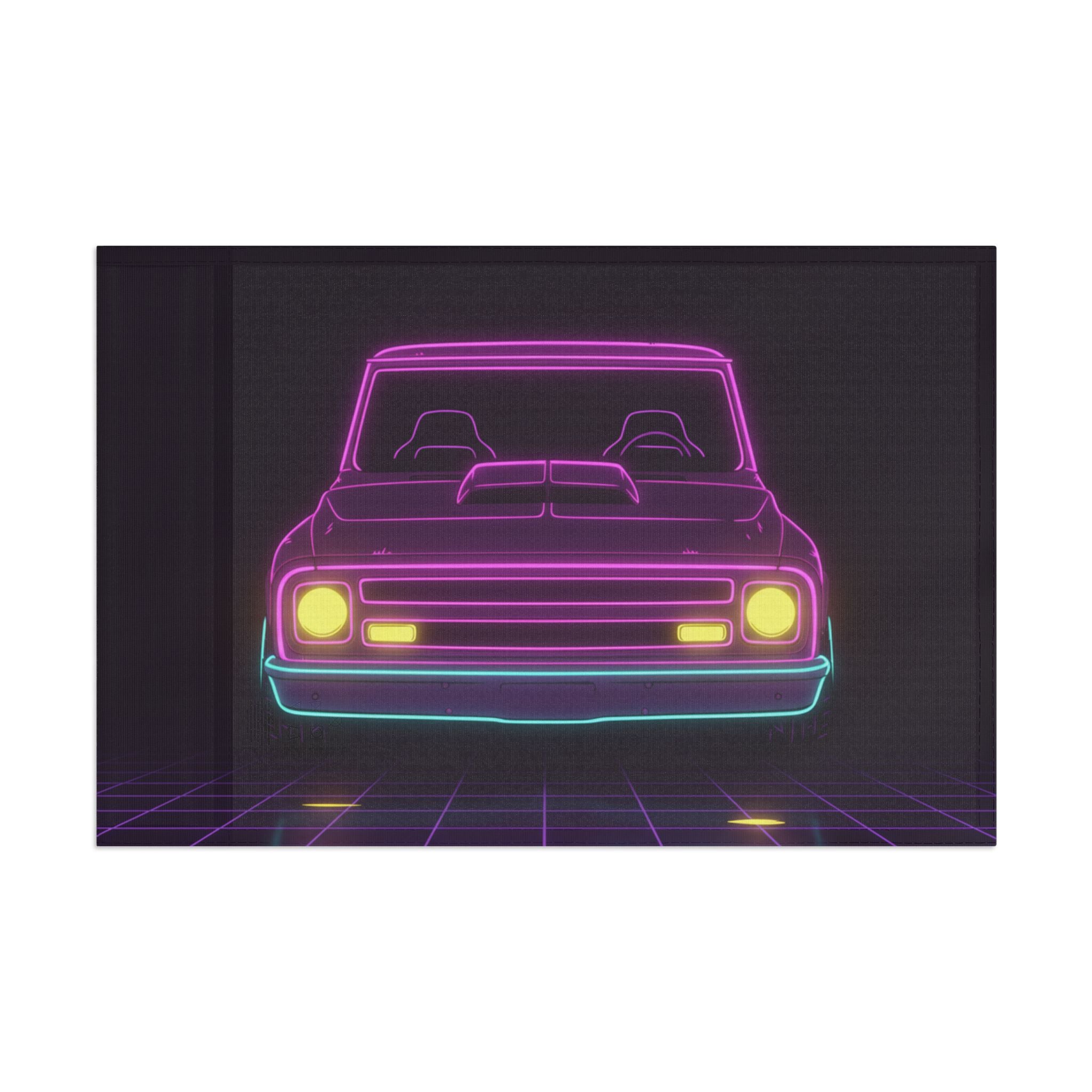 Chevy C10 Pickup (1967-72) Neon Synthwave Garage Flag