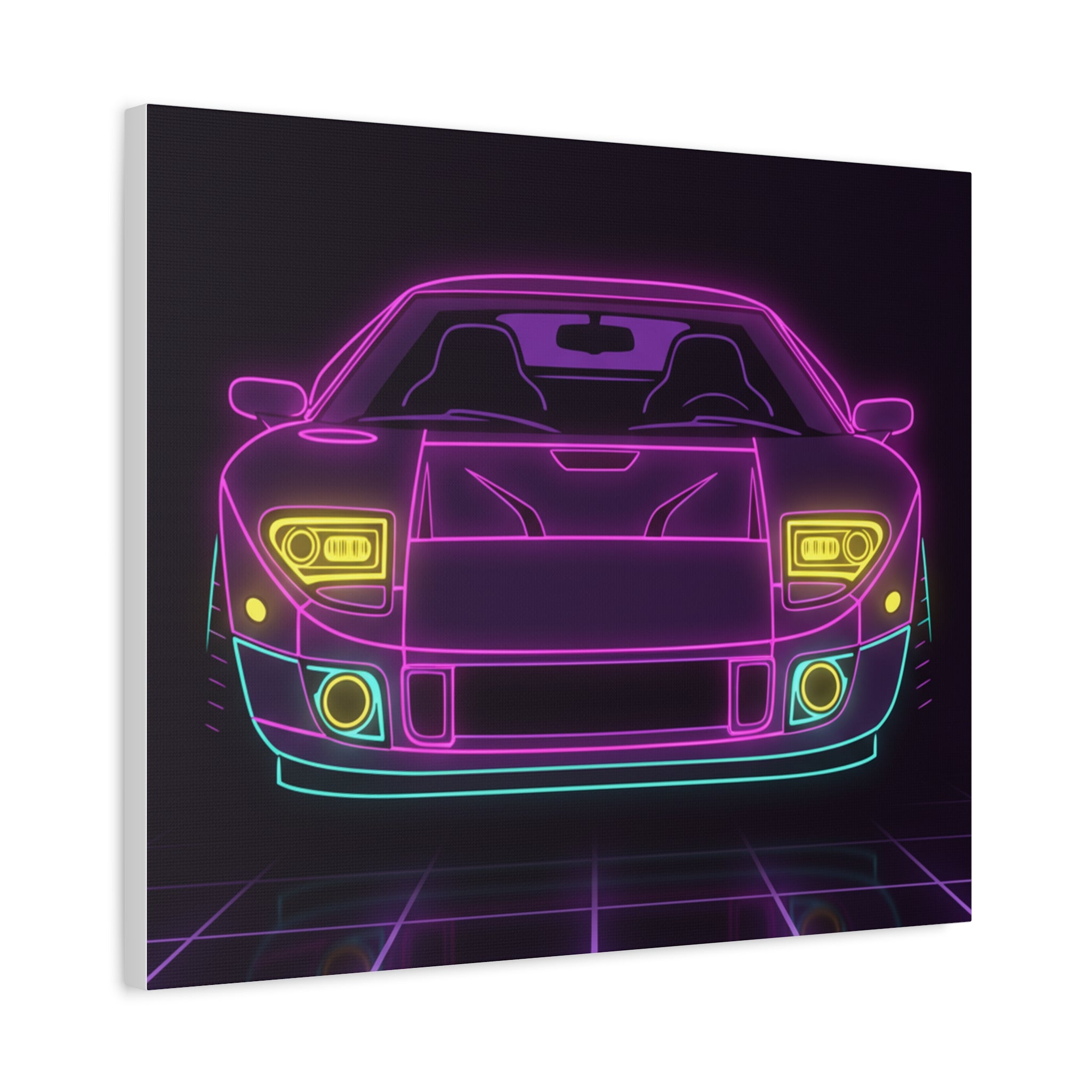 Ford GT40 (1964-69) Neon Synthwave Canvas Wall Art